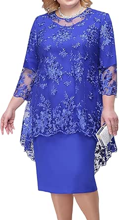 Amazon.com: Womens Plus Size Lace Bridal Shower Wedding Guest Dress ...