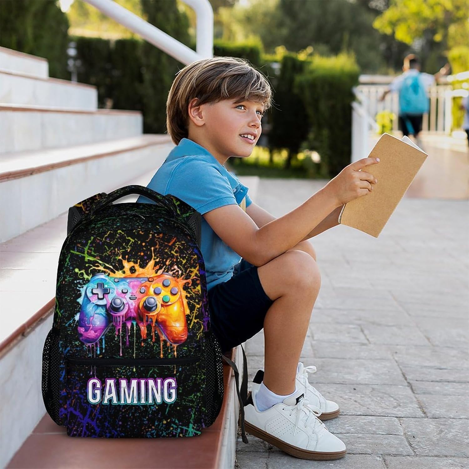 School Backpack for Boys, Back to School Supplies Gifts for Gamer Lovers, 17" Cool Gaming Backpacks for Preschool Elementary, Black Large Capacity Game Bookbag for Kids Students - Image 6