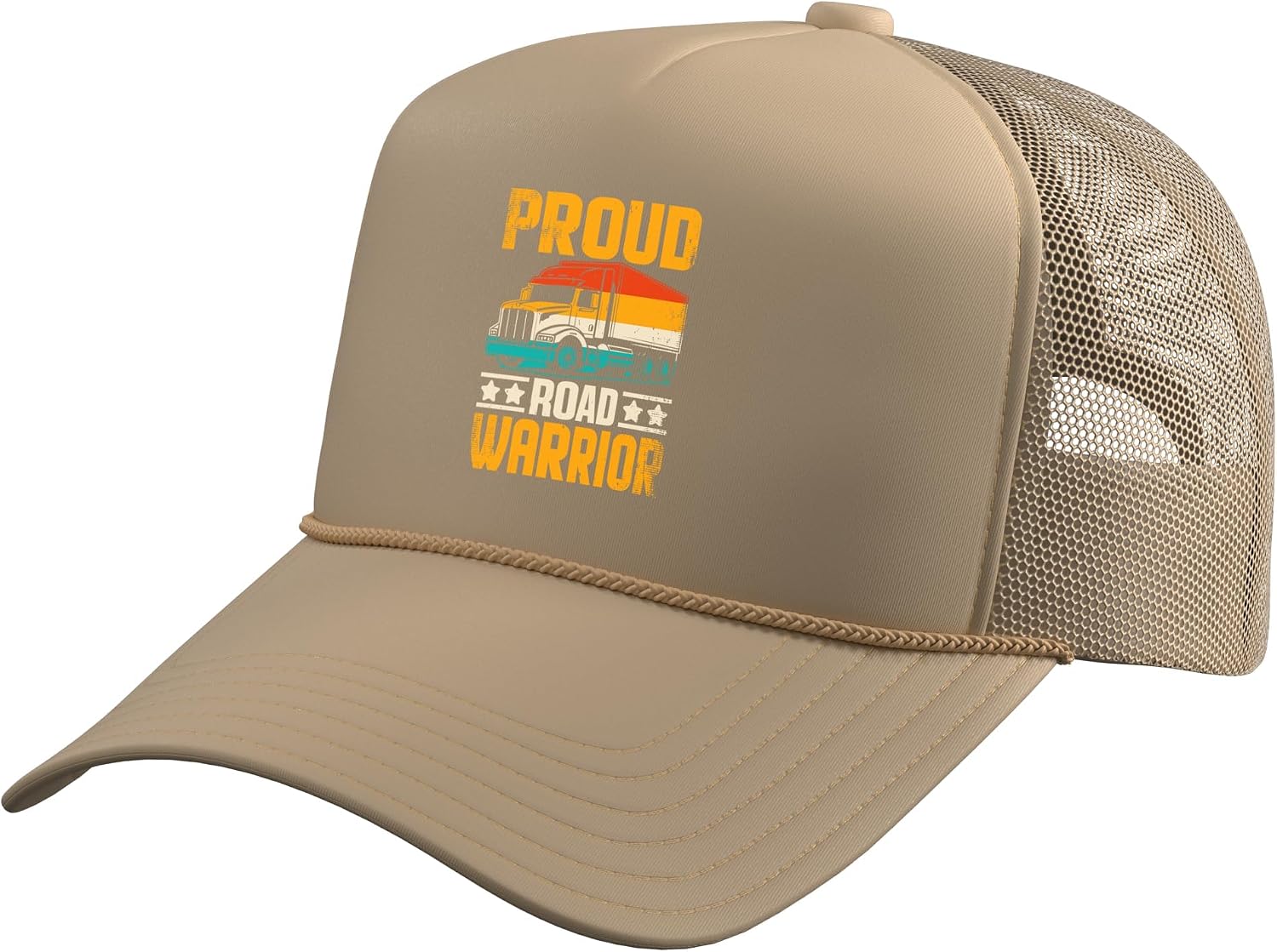 Trucker Proud Road Warrior Retro Highway Rig Trucker Hat with Adjustable Mesh Back