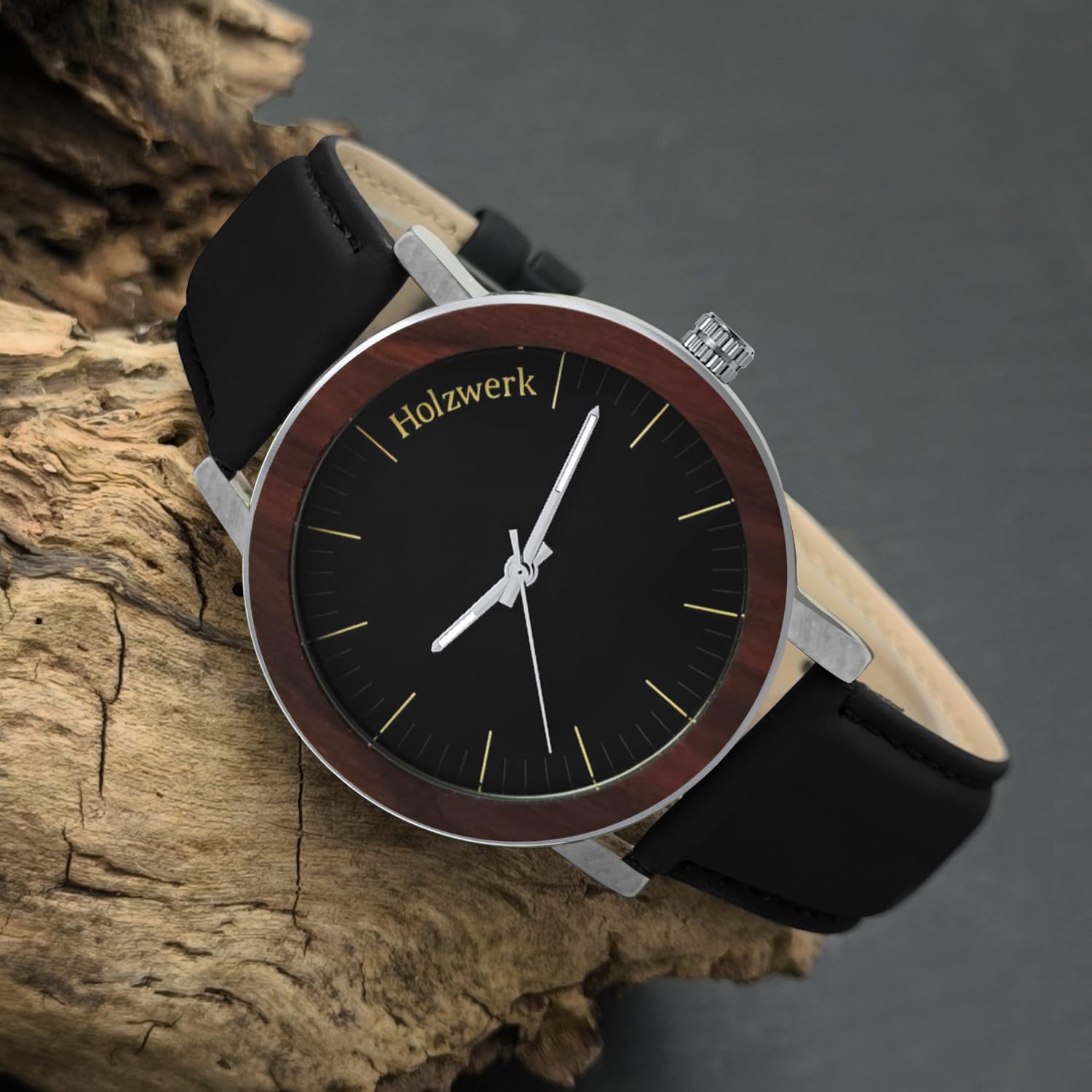 Ręcznie wykonany Holzwerk Germany® Designer zegarek damski zegarek męski ekologiczny naturalny drewniany zegarek skórzany pasek zegarek analogowy klasyczny kwarcowy brązowy czarny, brązowy.