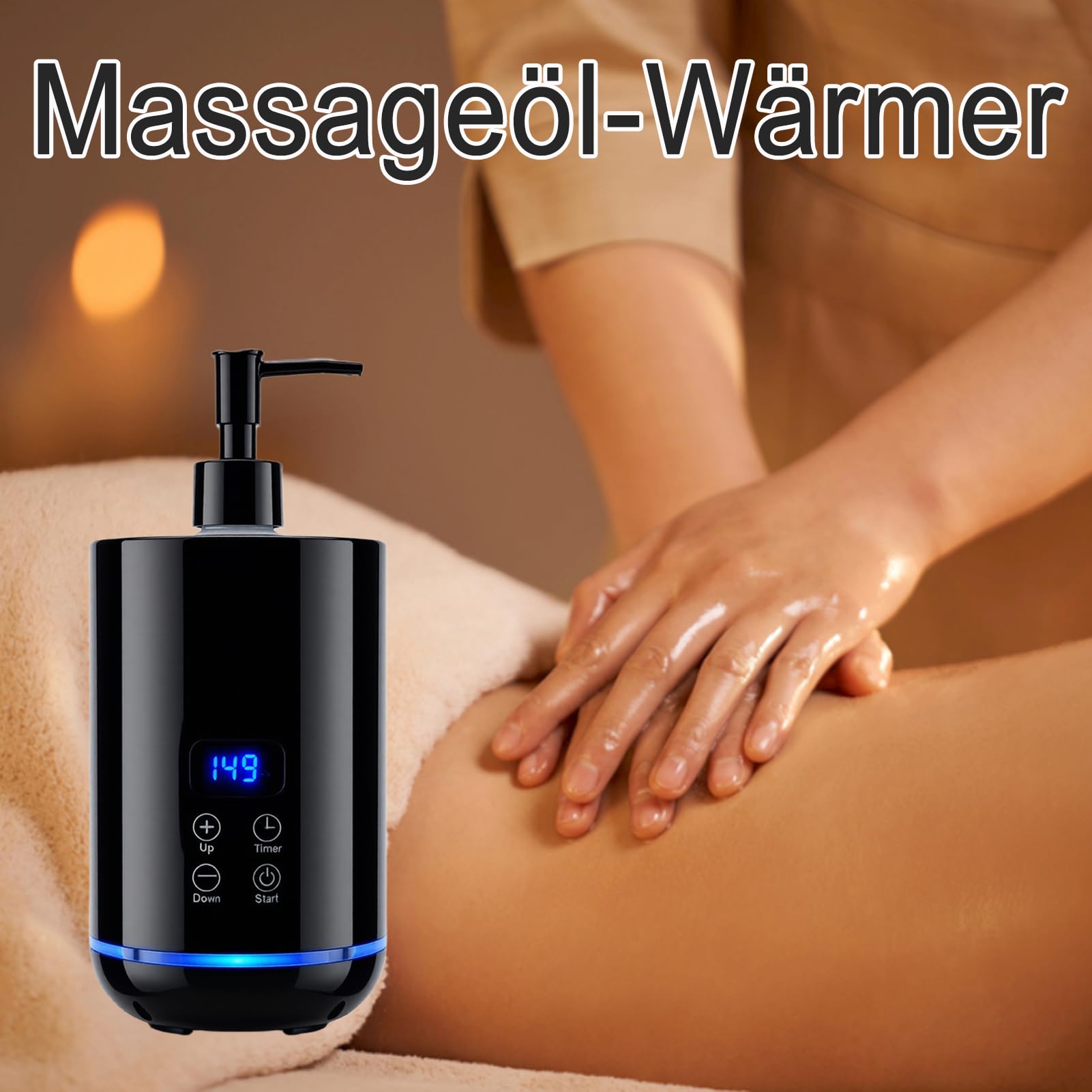 Professioneller Massageöl Wärmer, Massageölwärmer mit Zwei Ölflaschenspender Lotion Wärmer LCD Anzeige Flaschenwärmer Heizung für Spa Salon Haushalt Massageöl Flaschenwärmer