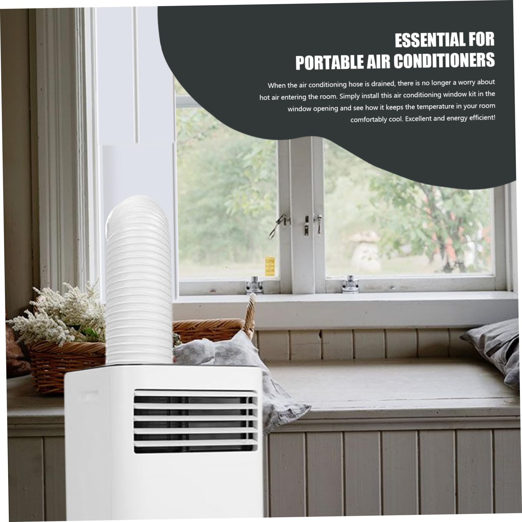 Kit di ventilazione per finestra CA portatile da 4 pezzi/set Kit di guarnizione per finestra CA regolabile 4 in 1 per diametro 5, 9 e 5, 1..Tubo di scarico, guarnizione in plastica per condizionatore