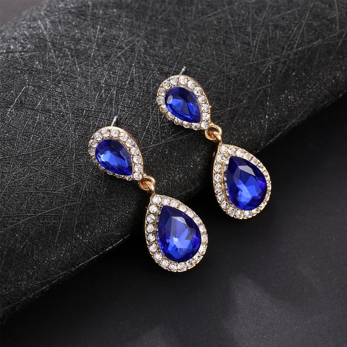 Vintage Rhinestone Teardrop Dangle Earrings Sparkle Crystal Bridal Earrings for Brides Bridesmaides Statement Drop Earrings for Women Wedding Formal Prom - Image 3