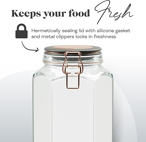 Miniatura 5 de Amici Home Adler - Recipiente de vidrio hermético para conservar, juego de 2, tarro de cocina de vidrio para galletas, granos de café, harina y