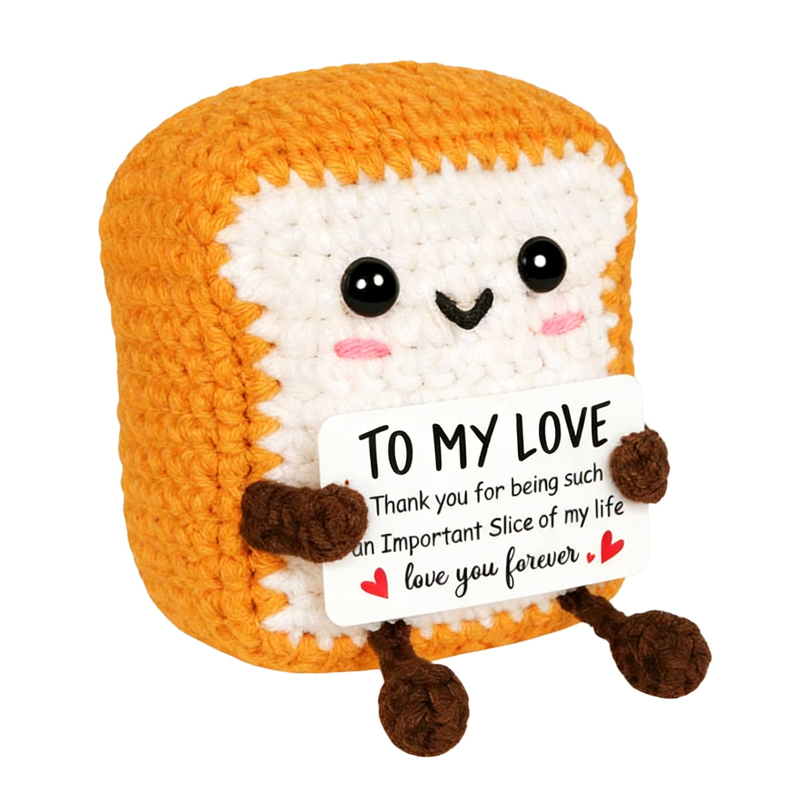 Vspek Positive Toast, Handmade Crochet Toast Doll with TO MY LOVE Card, Encouragement Present, Emotion Support Gift for Family, Friends, Bestie, Home Office Decor โ image 1