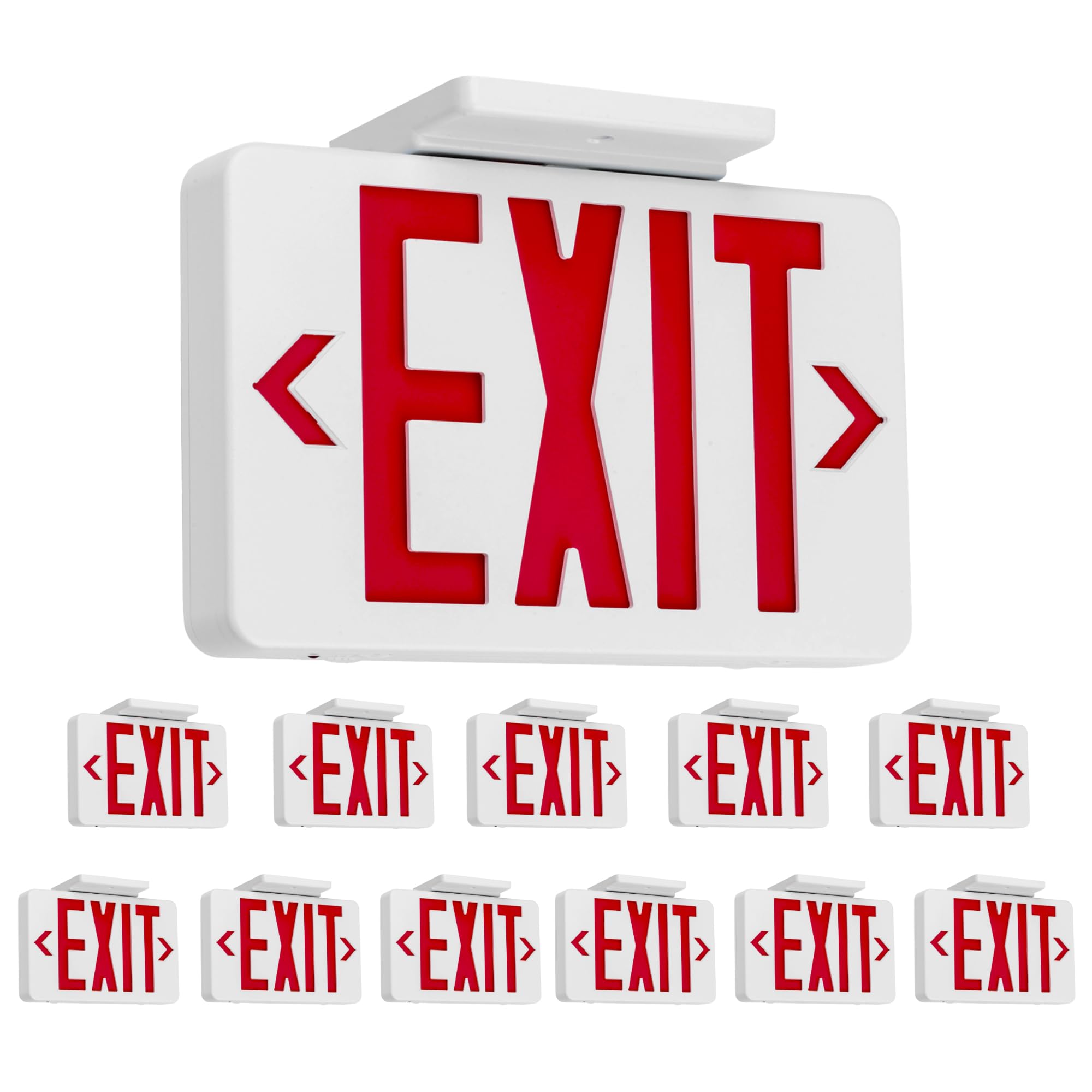 Gruenlich LED Exit Sign,Emergency Light with Double Face and Battery Backup,UL 924 Qualified, AC 120/277V, US Standard Hardwired Red Letter Exit