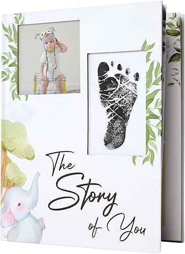 Diario de embarazo con almohadilla de tinta de tacto limpio para huellas de manos o huellas de bebés recién nacidos, el libro de recuerdos para