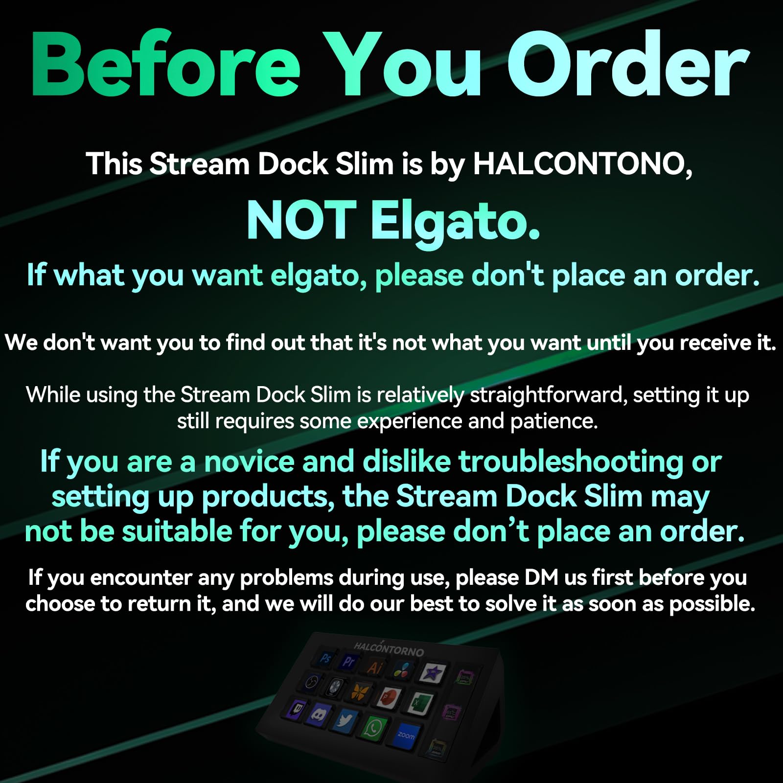 HALCONTORNO Stream Dock Slim - Steamdeck per PC Mac, Controller di streaming cablato per creatori di contenuti, tastiera macro programmabile, configurazione di gioco in streaming, OBS Studio YouTube