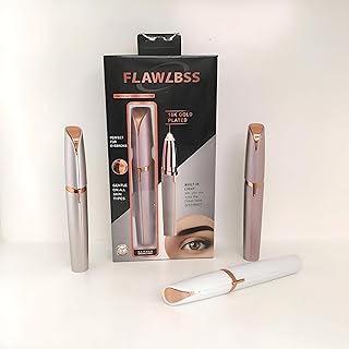 قلم إزالة الشعر للعناية بالجمال - جهاز مريح قابل لإعادة الشحن بمنفذ USB مصمم لإزالة الشعر الناعم من الحواجب وخط الشفاه العلوي، تصميم فضي أنيق