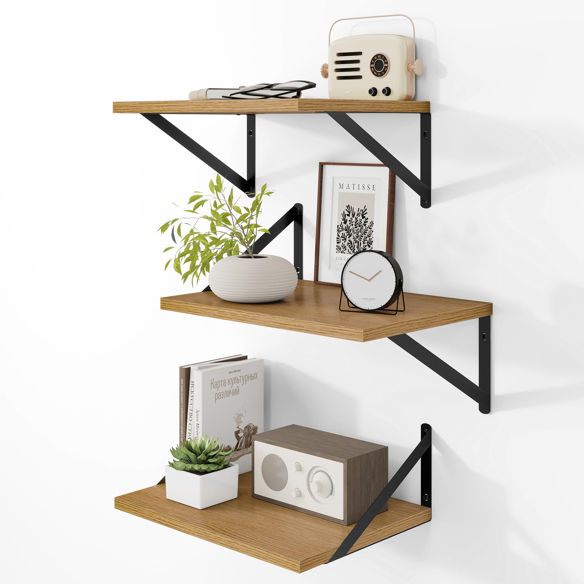 Heimlove Black Floating Shelves - Set of 2 -32