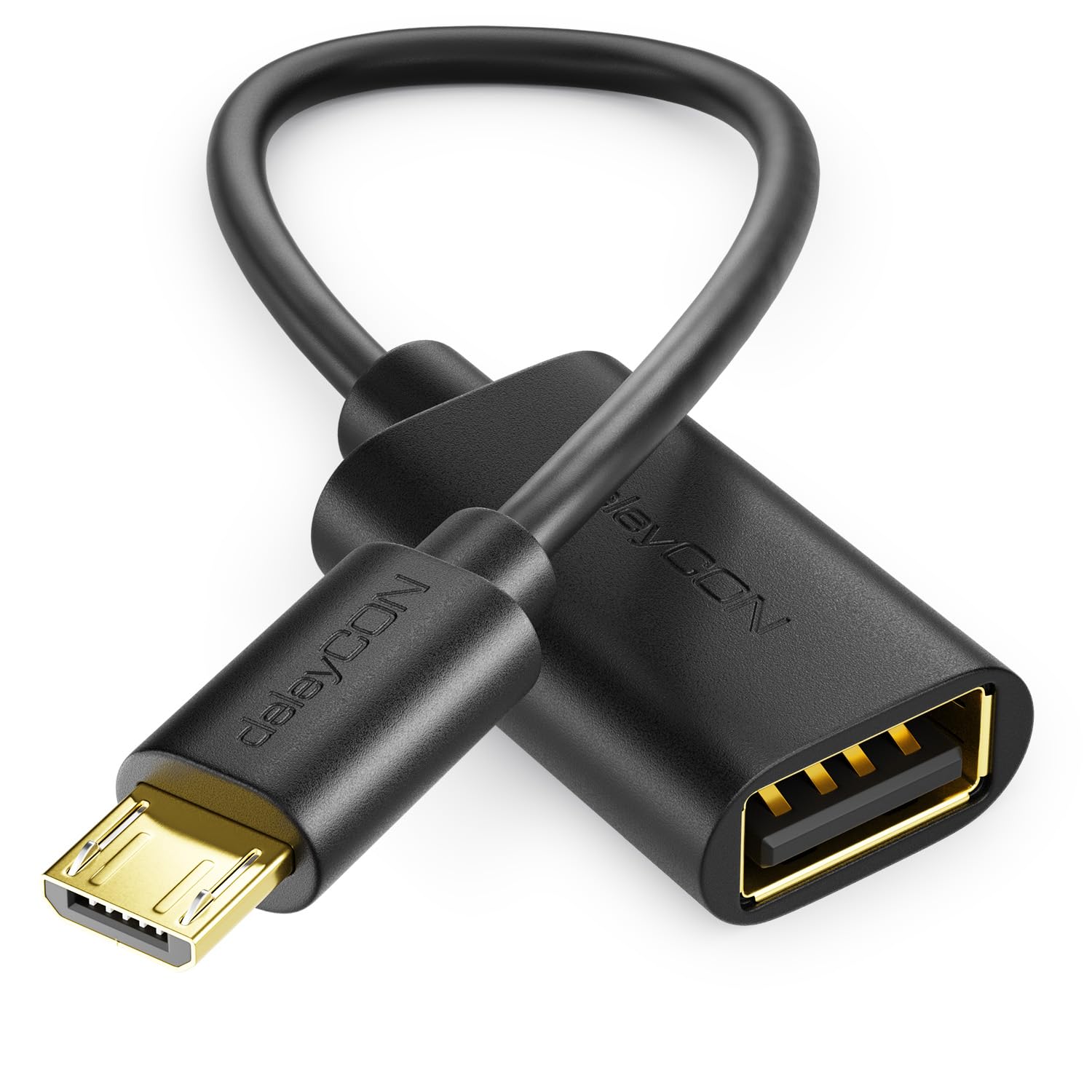 deleyCON 20cm USB 2.0 High Speed OTG Kabel Adapter (1 Sztuka) - USB-A na Micro-USB B - S7 S7 Edge S6 S6 Edge S5 S4 Note 5 4 3 - Czarny