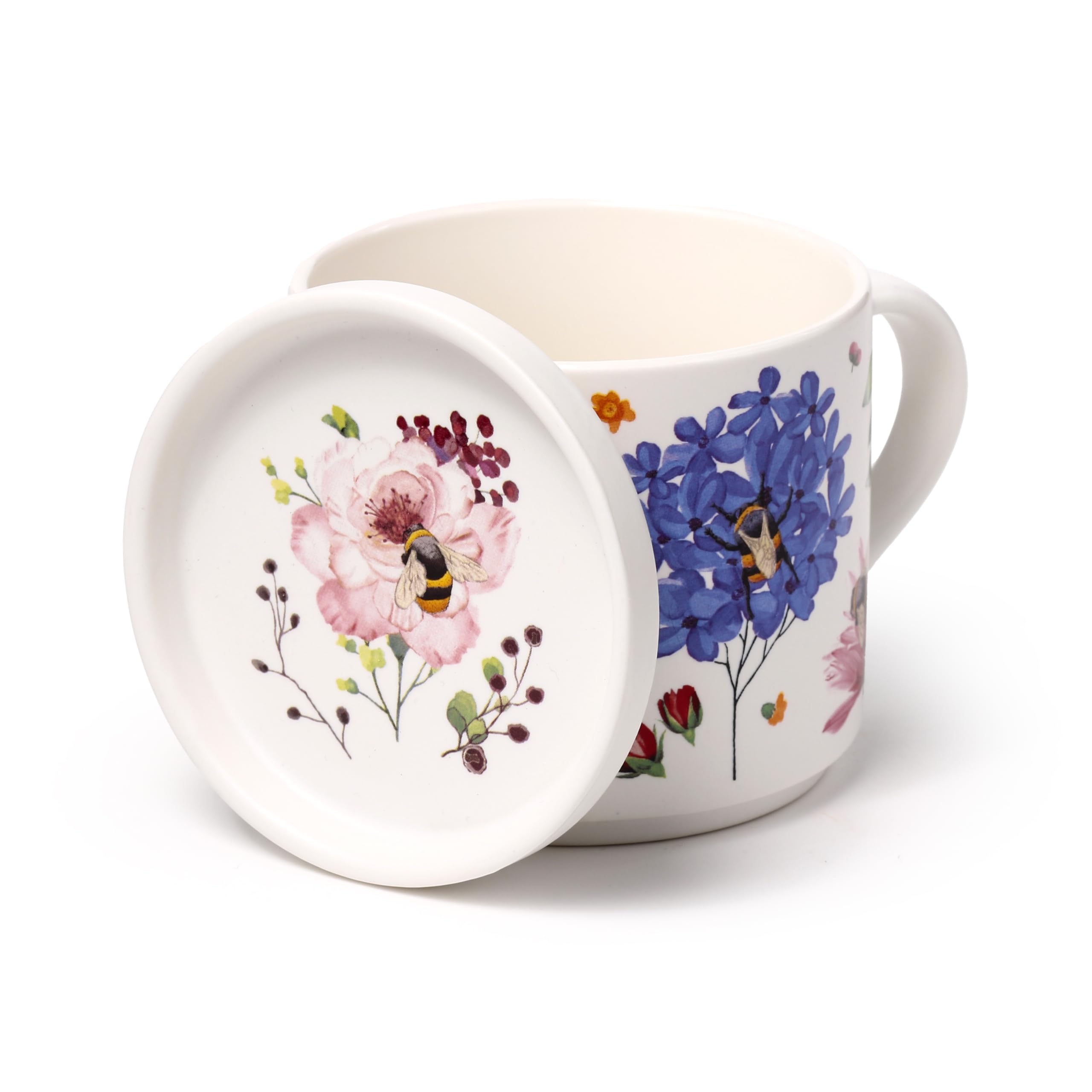 Puckator Nectar Meadows Porcelain Mug & Coaster Lid Set - Funny Home Accessories - Cute Gifts for Girlfriend - Large Mugs for Men Women Hot Drinks Cute Cups Presents - Secret Santa Gift Cup Set