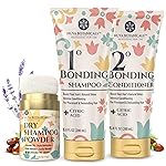 Dry Shampoo Powder with Biotin (0.42 oz) and Bonding Shampoo & Conditioner Set (6.8 Fl oz each) - Strengthening Formula to Restore Damaged Hair, Hydrate Ends and Refresh Roots Between Washes