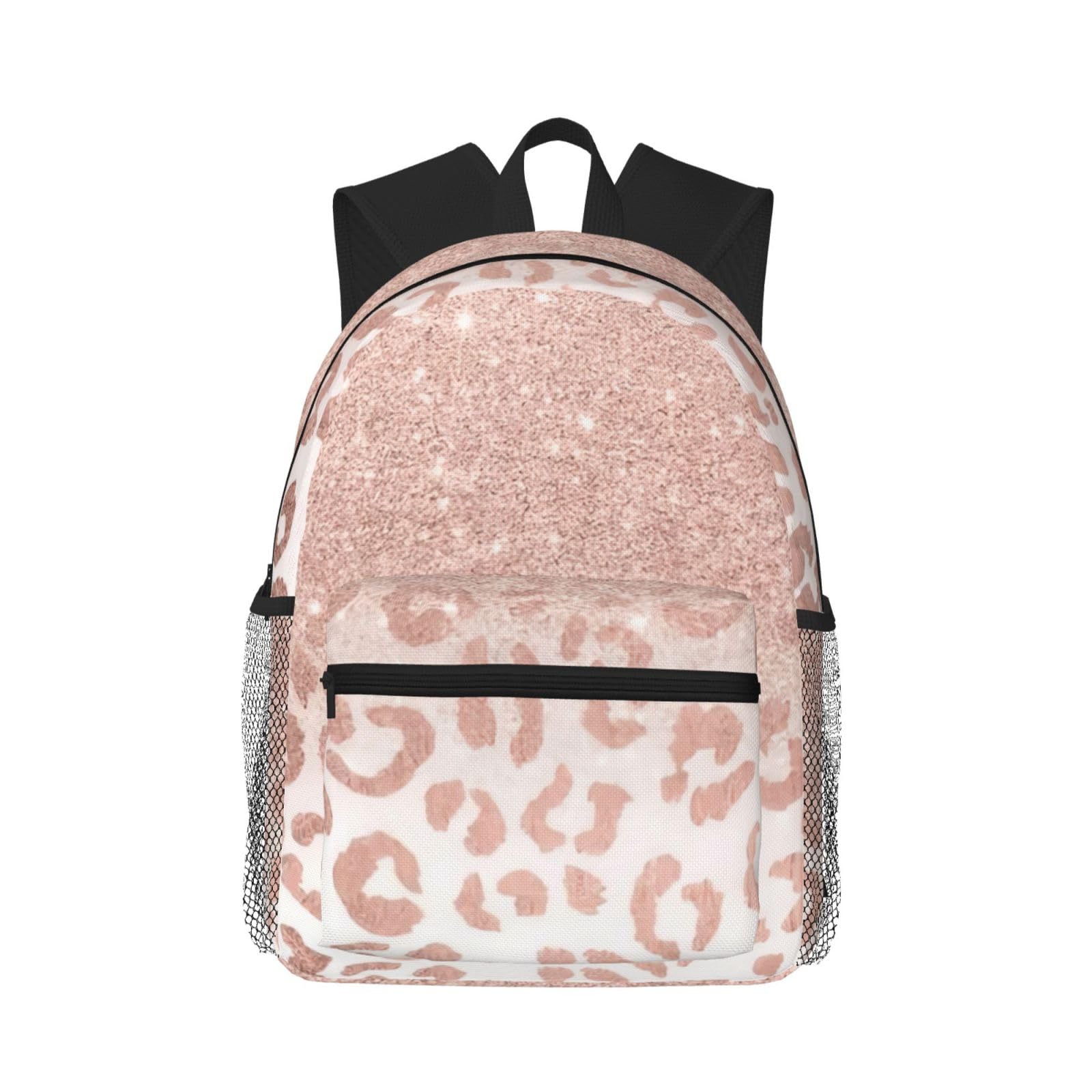 Sac à dos confortable et ultra léger au look rose doré pailleté - 8
