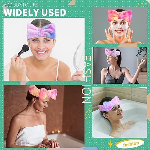 Vista 11 de WSYUB 3 diademas de spa, diadema de maquillaje para lavar la cara, diademas con lazo para mujeres, diademas esponjosas para el cuidado de la piel