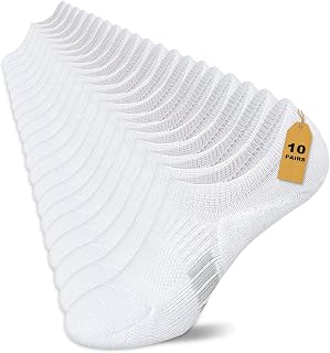 Amutost Womens No Show Socks Anti-Slip Cushioned Breathable 5-10Pairs | Silicone heel grips, Arch compression band, Elastic cuffs, Moisture wicking, Size 6-8/7-9/9-11, Reduces blisters