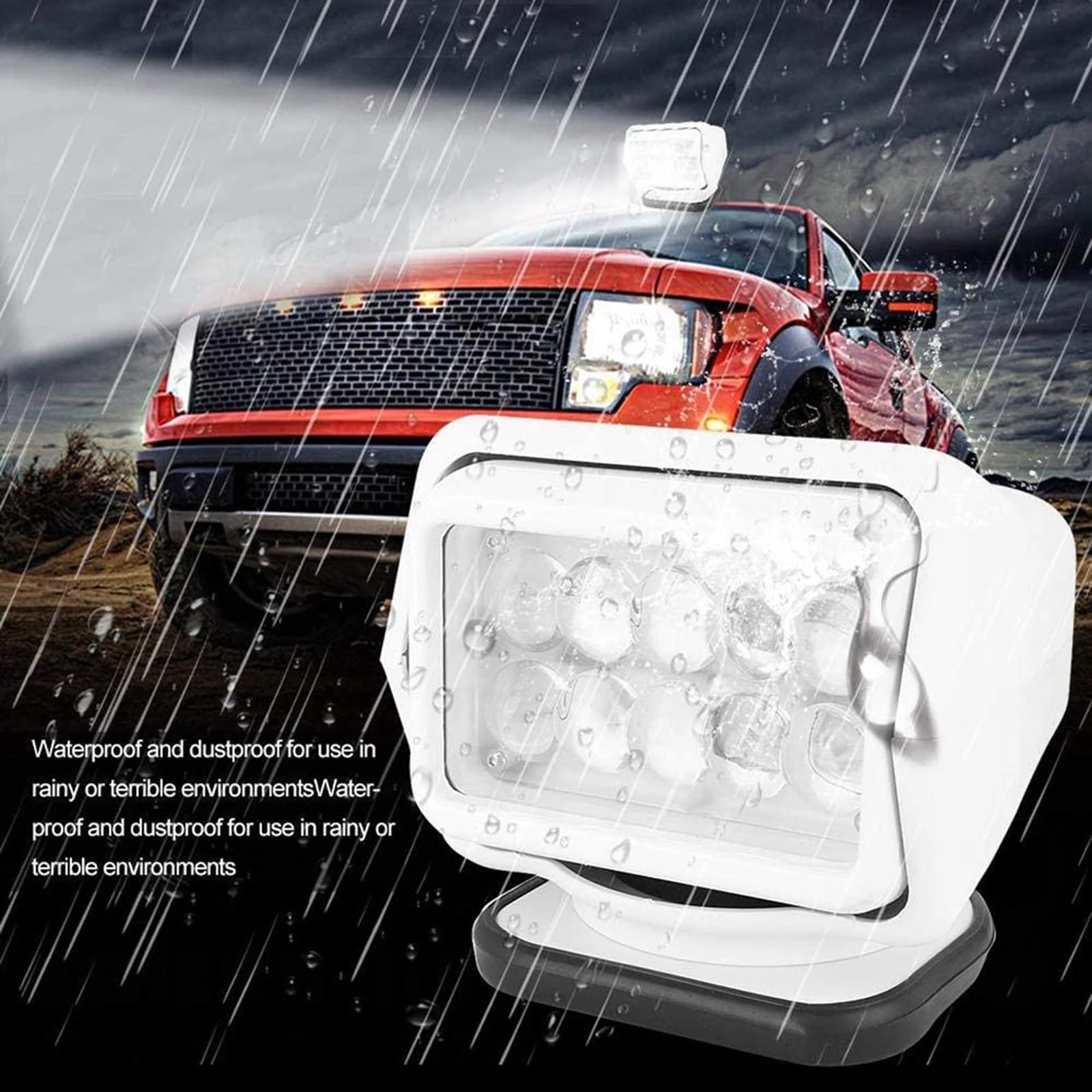 Reflektor LED ze zdalnym sterowaniem o mocy 50 W, zdalny silny reflektor Szperacz Światło zewnętrzne do pojazdów i statków,Black
