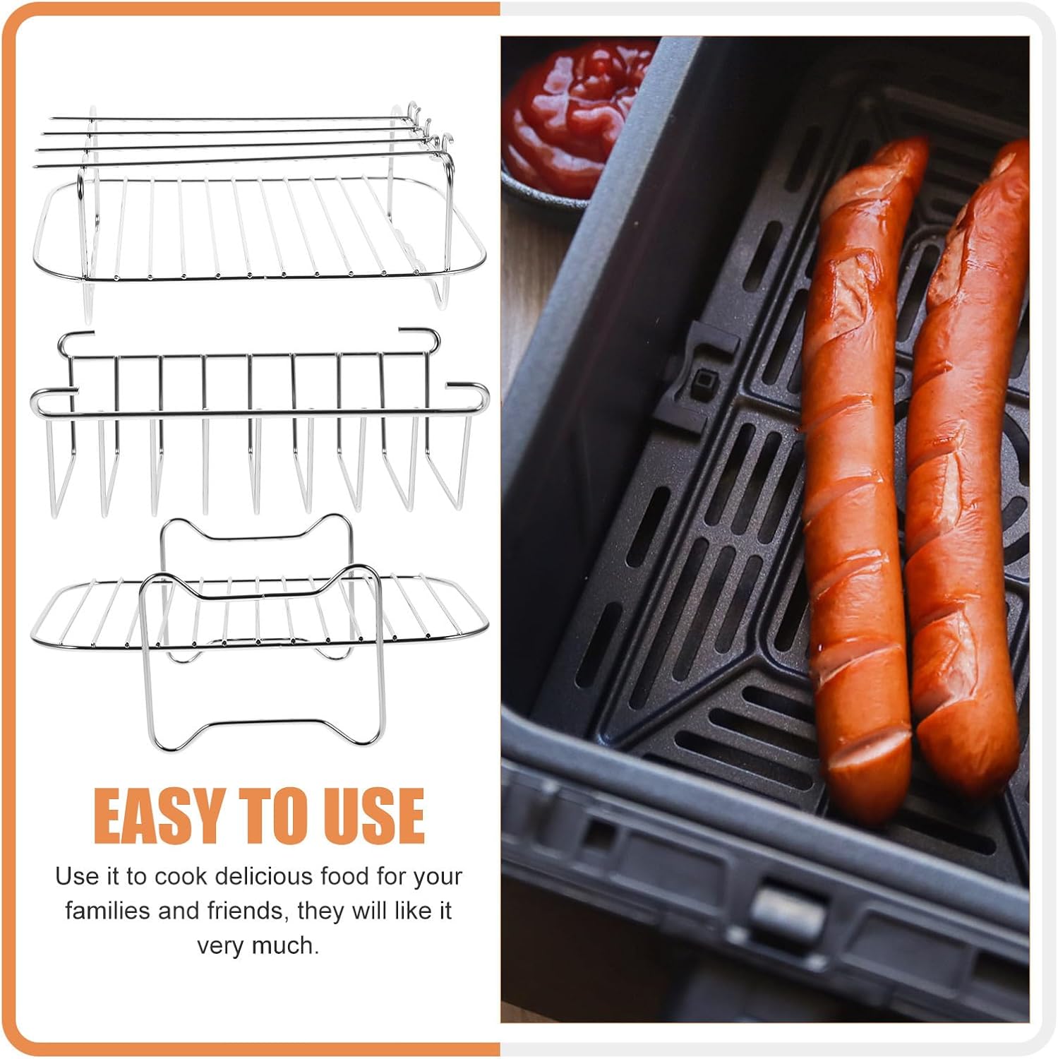 Xmas 3pcs Stainless Steel Air Fryer Grill Rack Set for Kitchen Cooking