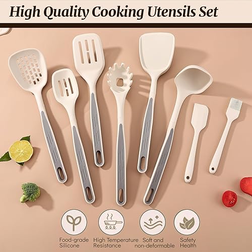 Miniatura 5 de Juego de utensilios de cocina de 17 piezas y juego de cuchillos con bloque acrílico, juego de utensilios de silicona para cocinar, juego de bloques