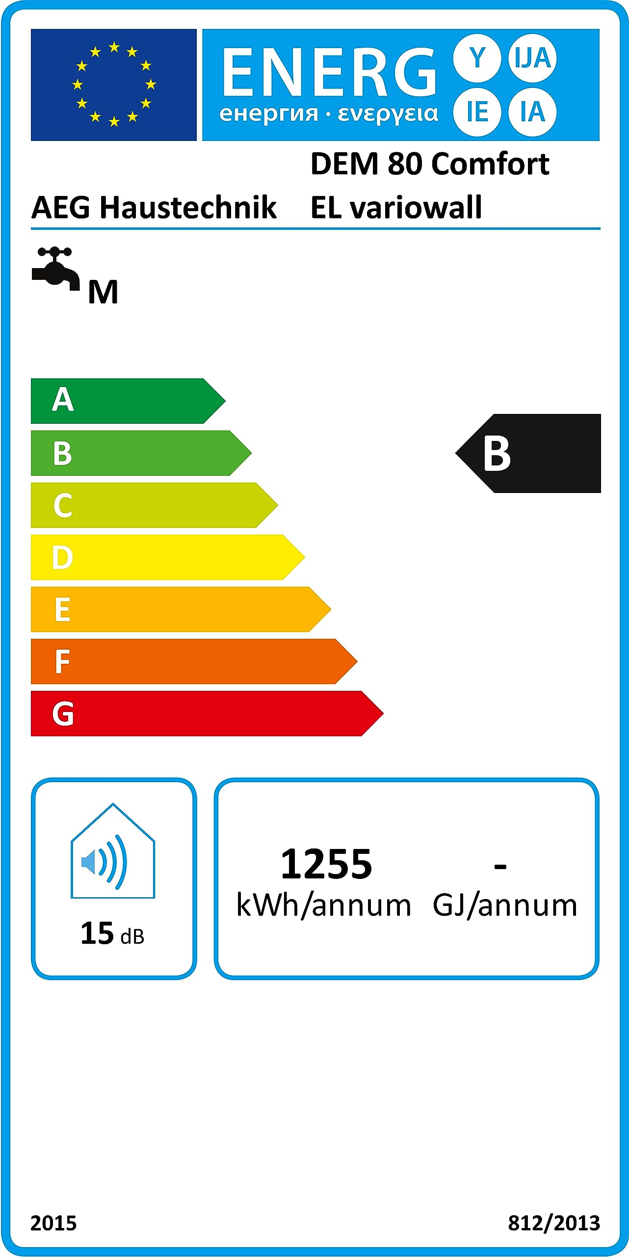 AEG Wandspeicher DEM 80 Comfort EL, Warmwasserboiler 80 Liter, energiesparend mit 3 Eco-Funktionen, hochwertige Isolierung, gradgenaue Temperaturwahl, 230 V mit Stecker, VDE geprüft, 234192