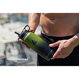 HYDRO CELL Stainless Steel Insulated Water Bottle with Straw - For Cold & Hot Drinks - Metal Vacuum Flask with Screw Cap and Modern Leakproof Sport Thermos for Adults (Army/Black 32oz)