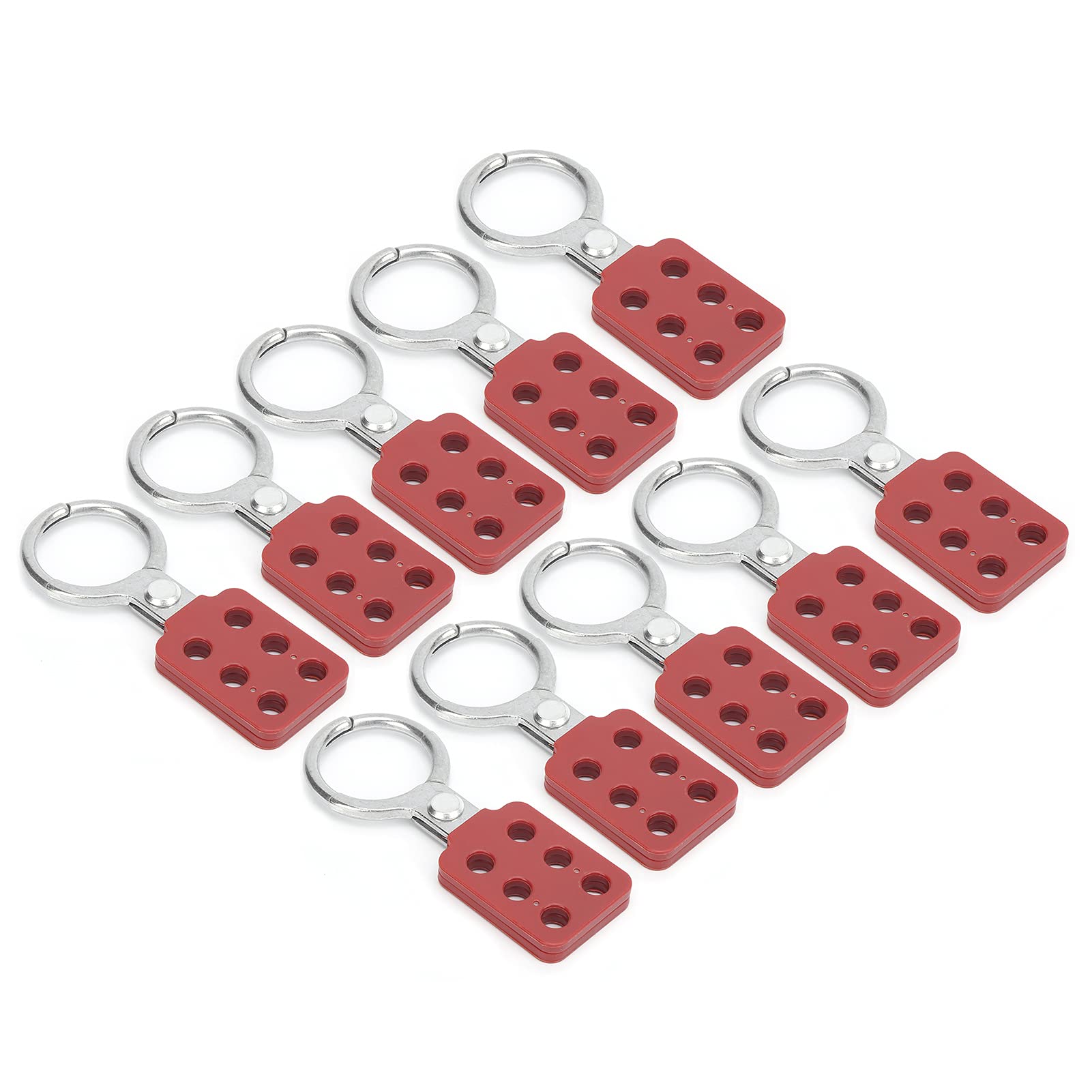 1,5 Lockout de acero de la mandíbula HASP, Lockout Tagout Hasp con mango y mandíbula extendida, HASP de aislamiento de seguridad HASP, Interlechado de 6 hoyos, 10 piezas