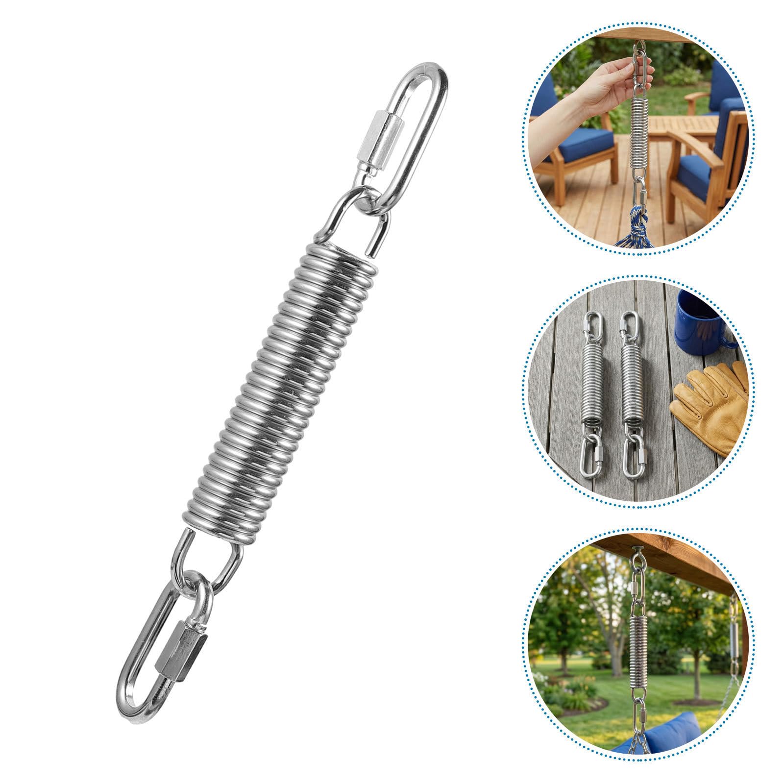 2 Sätze Schwingfeder mit Geschlossenen Ringen aus Stahl Silber für Hängesessel Schwerlast 7,9 Zoll für Hängematte und Schaukelstuhl für Terrasse und Heimaktivitäten