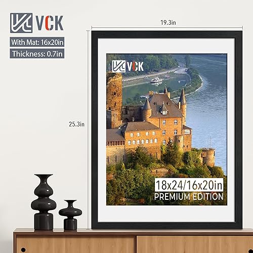 Miniatura 2 de VCK Paquete de 5 marcos para póster de 18 x 24 pulgadas, con paspartú de 16 x 20 pulgadas, diseño exclusivo de madera maciza texturizada, formatos