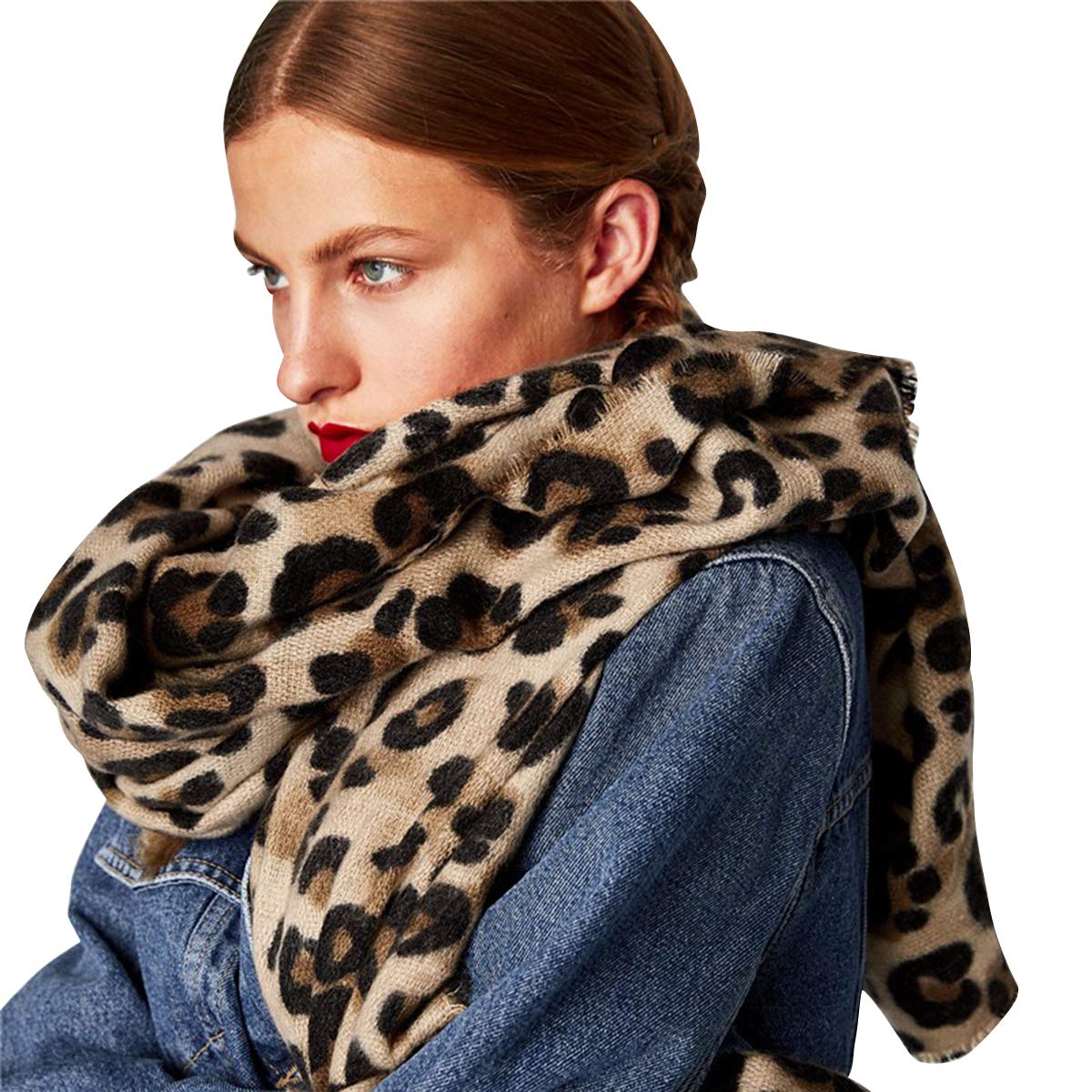 Sciarpa in cashmere con stampa animalier di lusso da donna, calda, invernale, in pashmina, scialle, poncho