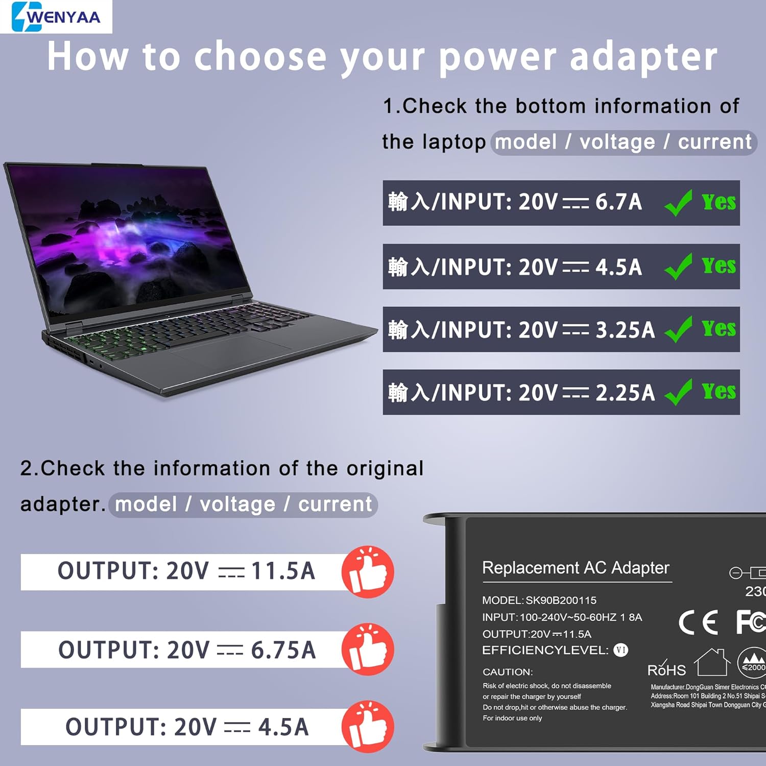 230W Laptop Charger Adapter Compatible with Lenovo Legion 5 7 5P C7 S7 Y540 Y545 Y740 Y730 Y900 Y910 Y920 Y7000 ThinkPad P1 P73-P70 P53-P51