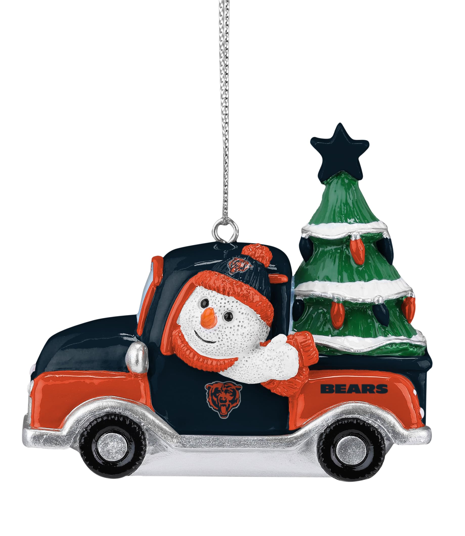 Foco Multi Color Chicago Bears Nfl Snowman In A Truck Ornament
