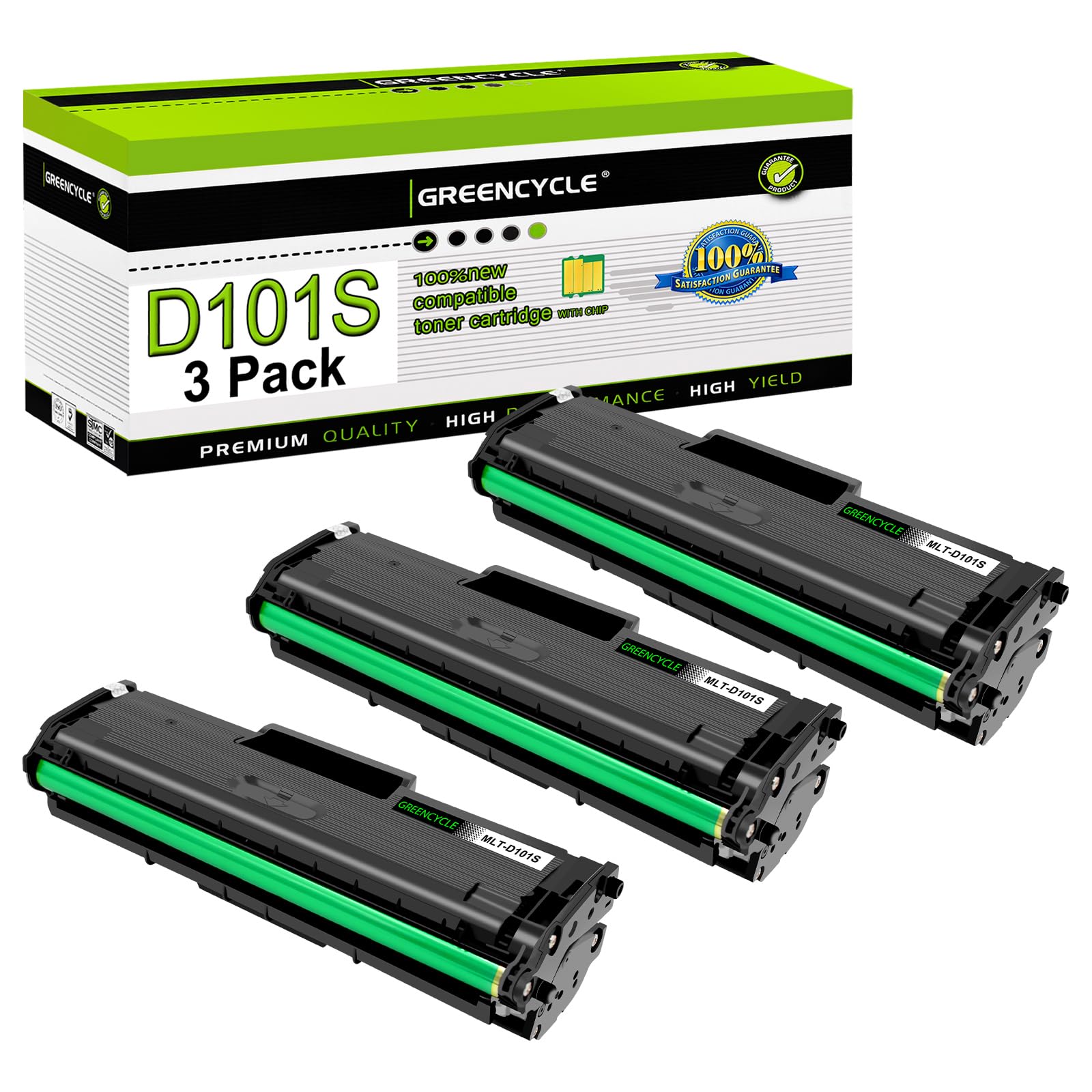 greencycle MLTD101S Compatible Toner Cartridge Replacement for Samsung 101S MLT D101S MLT-D101S Use with ML-2165W SCX-3400 SCX-3405W SCX-3405FW ML-
