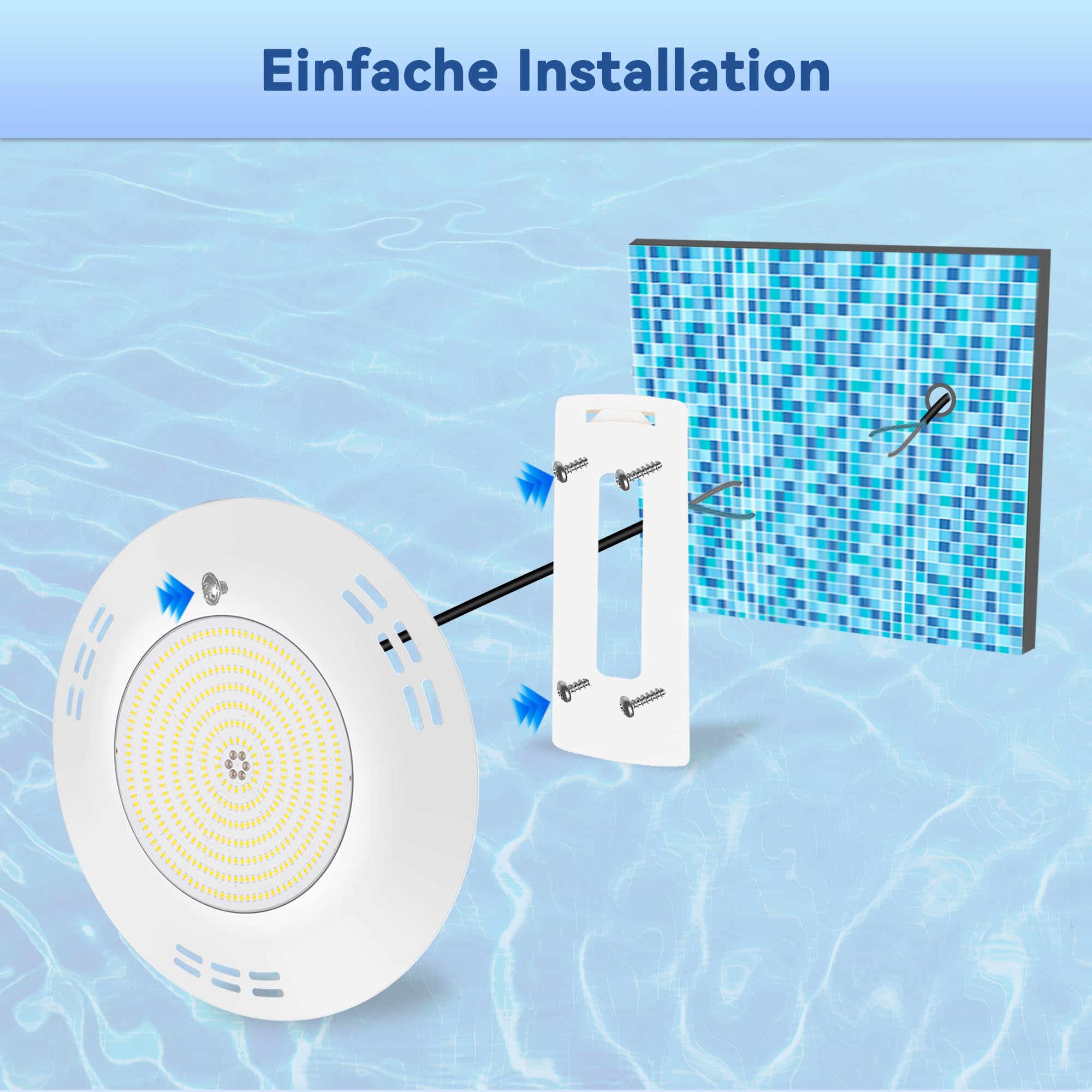 LyLmLe Harz Gefüllt LED Poolbeleuchtung Extra Flach,35W Poolscheinwerfer, Aufputzmontage Pool Lampen Unterwasser, 1100lm, 140°Abstrahlwinkel, IP68 Wasserdicht,Aufputzmontage,12V AC/DC,Reines Blau