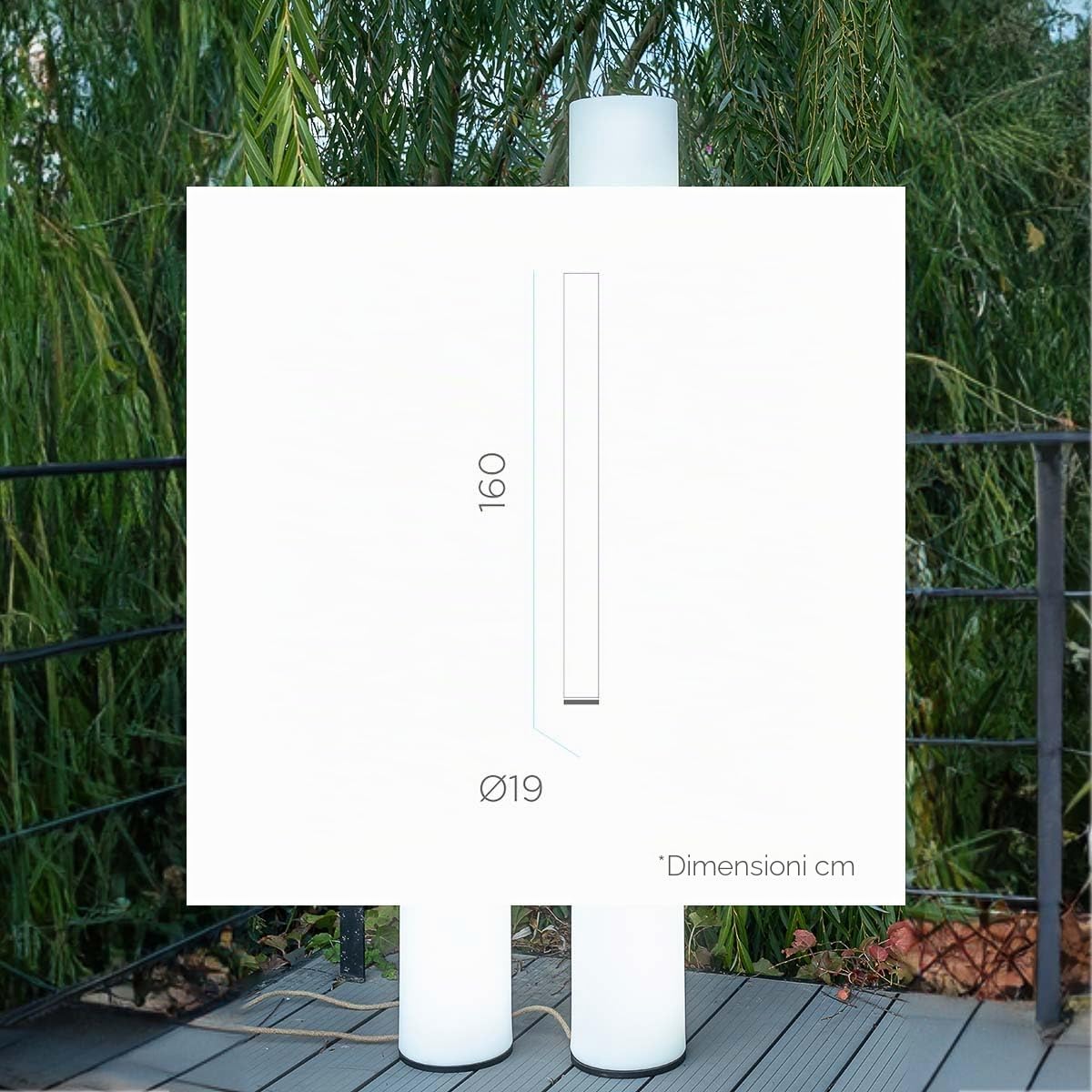 FITY-- Piantana da esterno/Colonna luminosa LED con cavo H160 cm, colore: Bianco