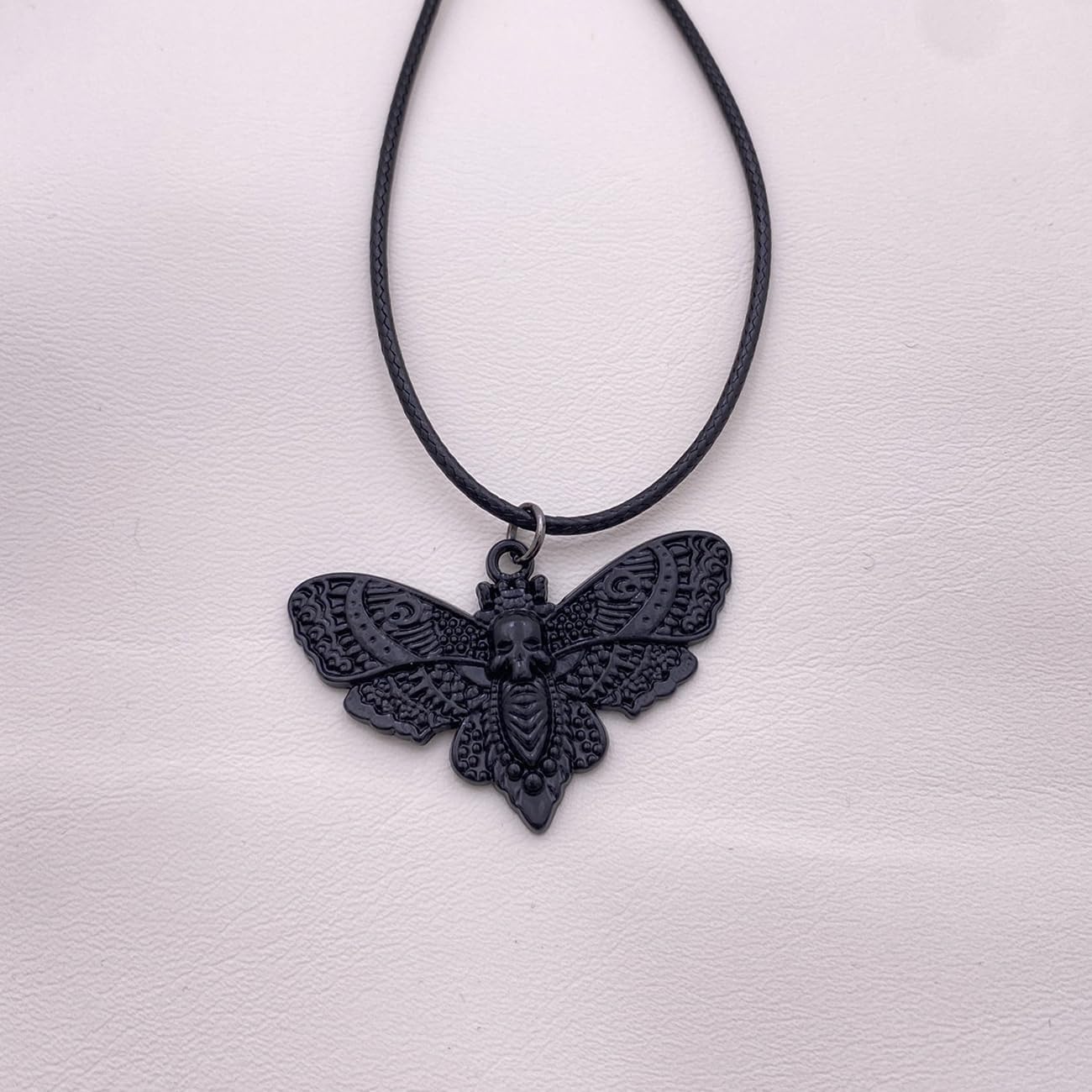 MOKAVIKY 25 Black Moth Pendant Necklace for Men Women Punk Skull Butterfly Moth Animal Necklace (Black) - Image 5