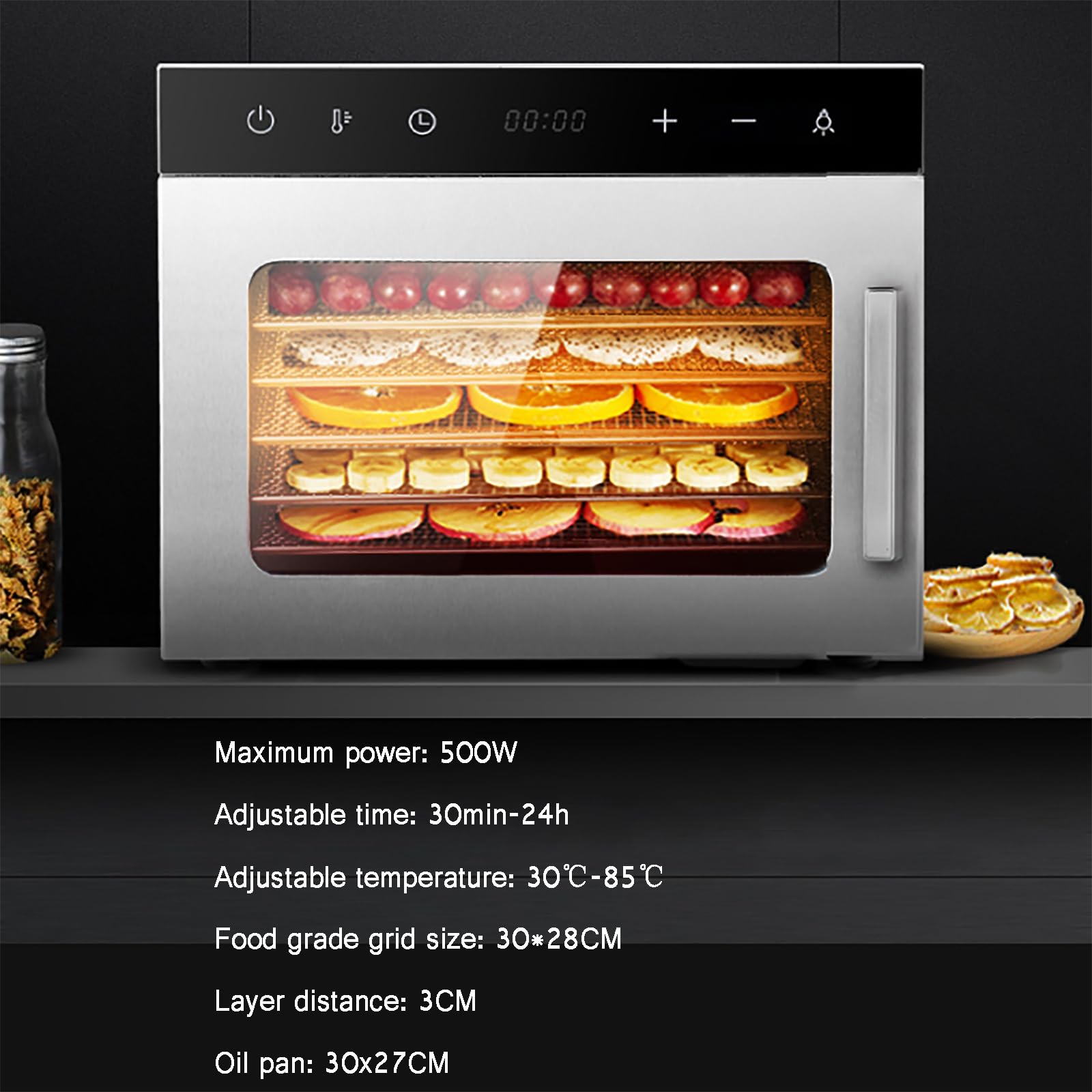 Liofilizadora Comercial De 500 W, Secadora De Alimentos De 6 Capas, Tiempo Ajustable: 30 Min-24 H/Temperatura Ajustable: 30 ℃ -85 ℃/espaciado De Capas: 3 Cm, para Secar