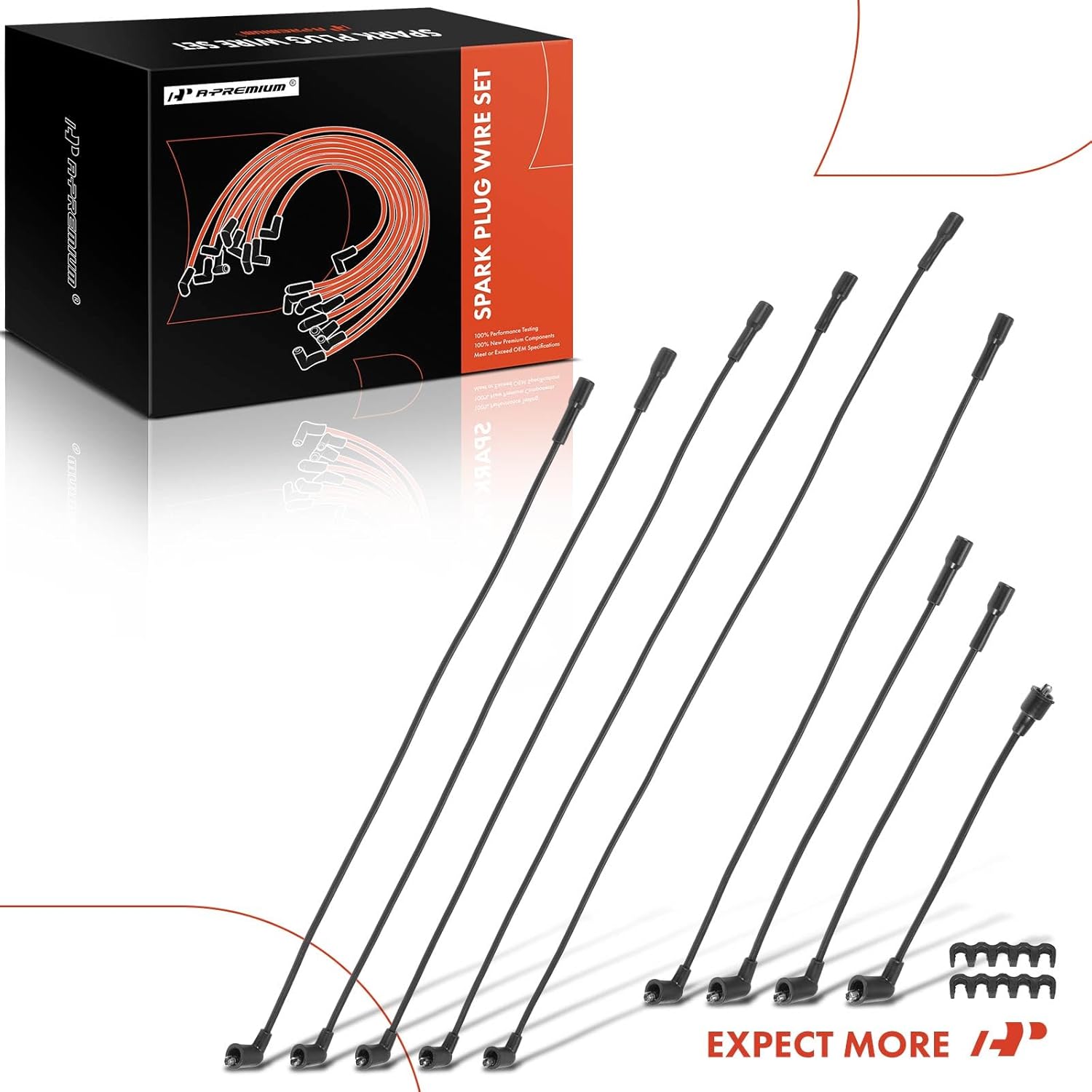 A-Premium Ignition Spark Plug Wires Set of 9 Compatible with Cadillac Calais DeVille Fleetwood 1971-1973 Eldorado 1970-1974