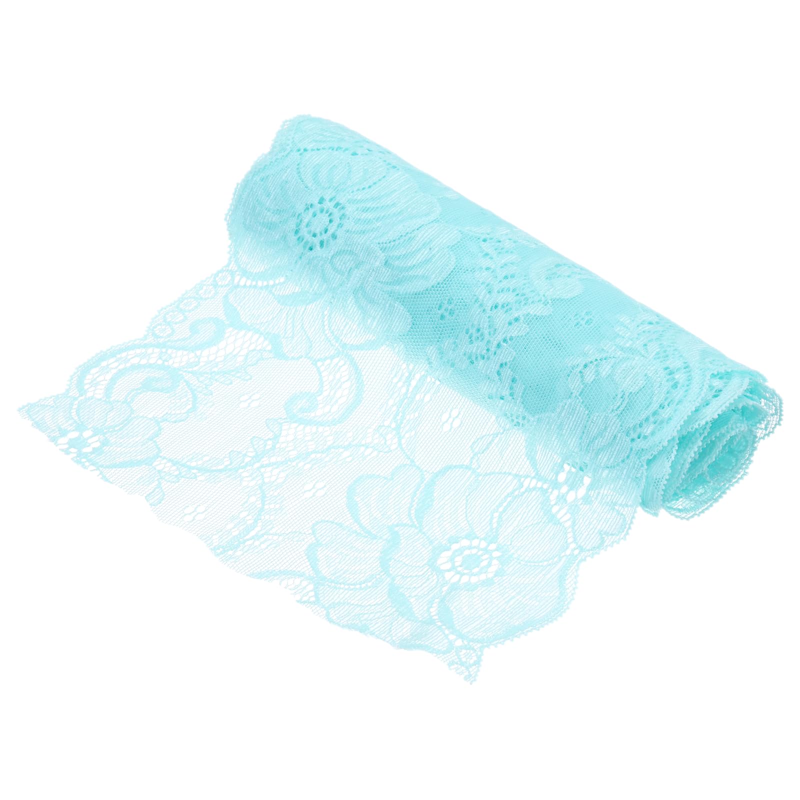sourcing map 7.1 Inch Wide 2 Yard Lace Ribbon Floral Pattern Light Blue Lace Trim Ribbon for DIY Crafts, Gift Wrapping, Bouquets, Wedding Decor, and Sewing Making