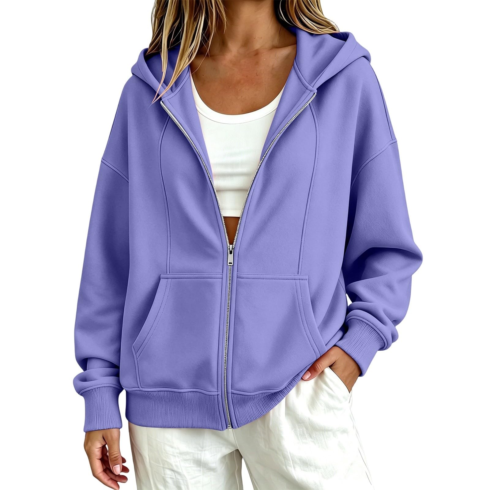 Sudadera para mujer con capucha con cremallera para mujer
