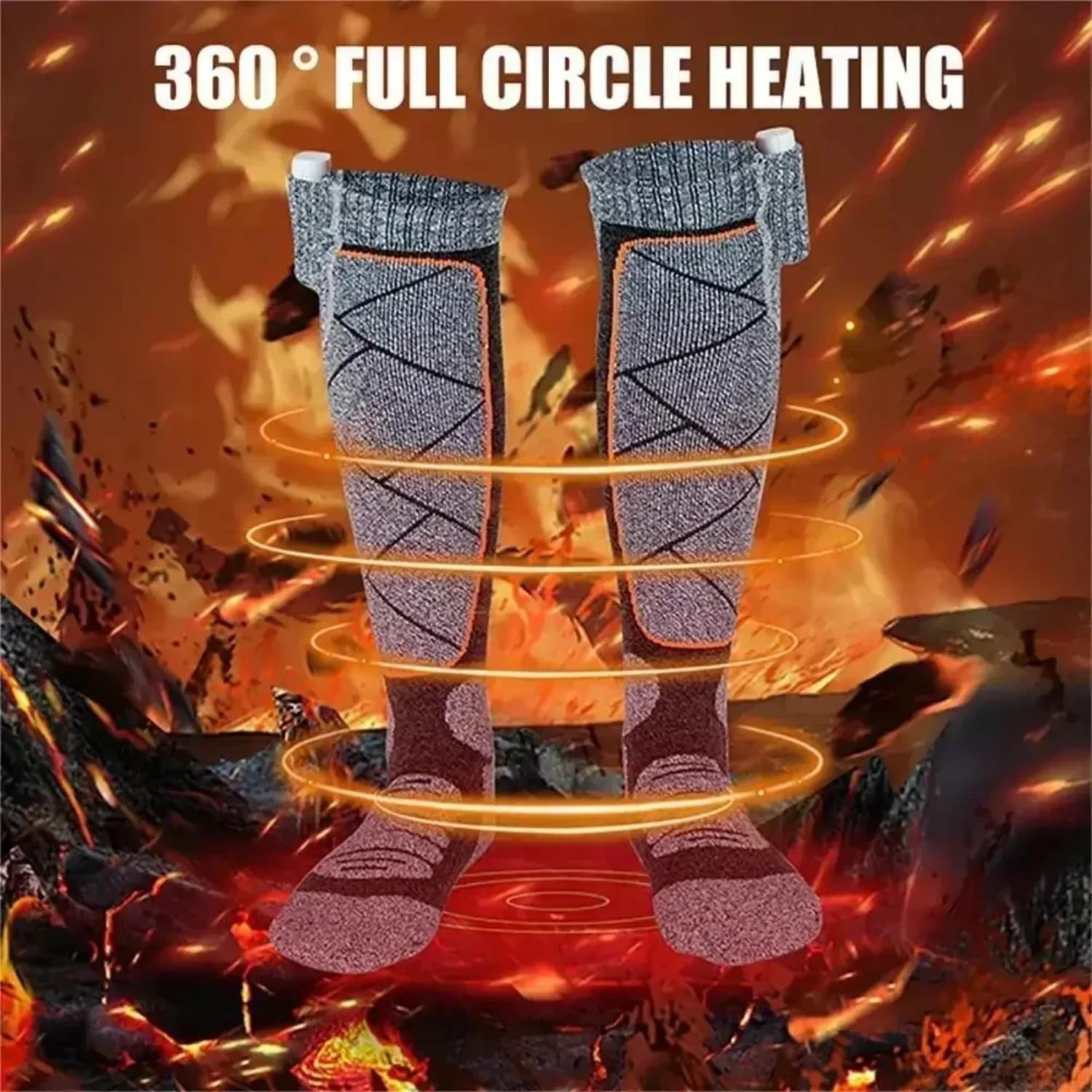 Upgraded Heated Socks 5V 6000mAh—Fast Heat, 3 Levels for Men & Women | Skiing, Hunting, Outdoor Work