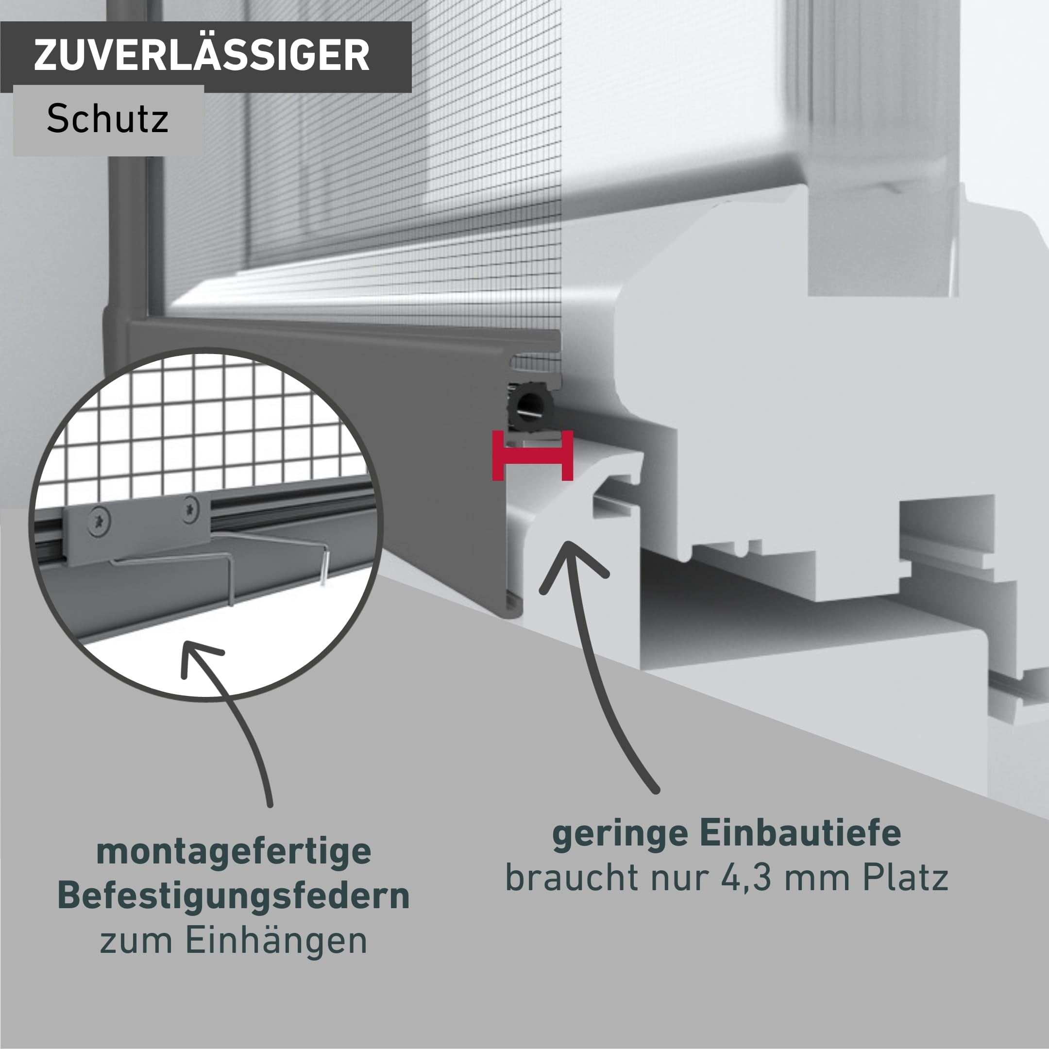 Windhager Insektenschutz Fenster PLUS, ULTRA FLAT, Fiberglasgewebe mit Aluminiumrahmen, 100 x 120 cm, anthrazit, individuell kürzbar, bohrfreie Montage, 03967