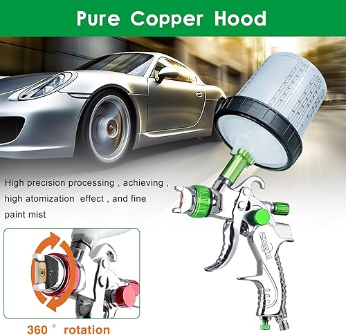 Miniatura 9 de ROIKETU HVLP - Pulverizador de pintura con 10 tazas rápidas de mezcla de 21.1 onzas líquidas, juego de pistola de pintura en aerosol que contiene 3