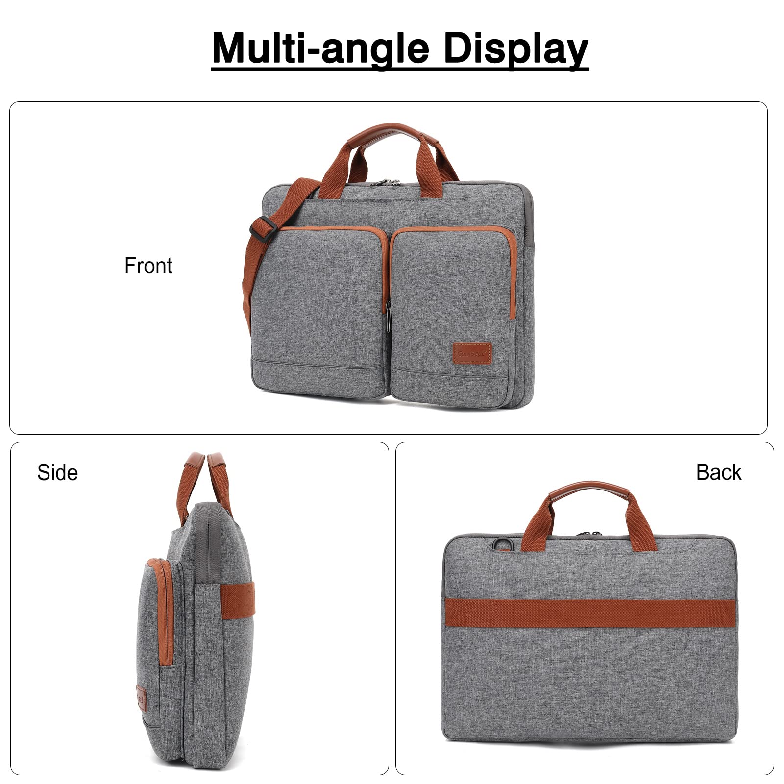 FANDARE Bandoleras y Bolsas Mensajero para portátiles y netbooks Maletín Portatil 15.6 Pulgadas Bolsa de Hombro Portadocumentos Bolsas para Colegio Viajar Trabajo Negocio Messenger Bag Gris