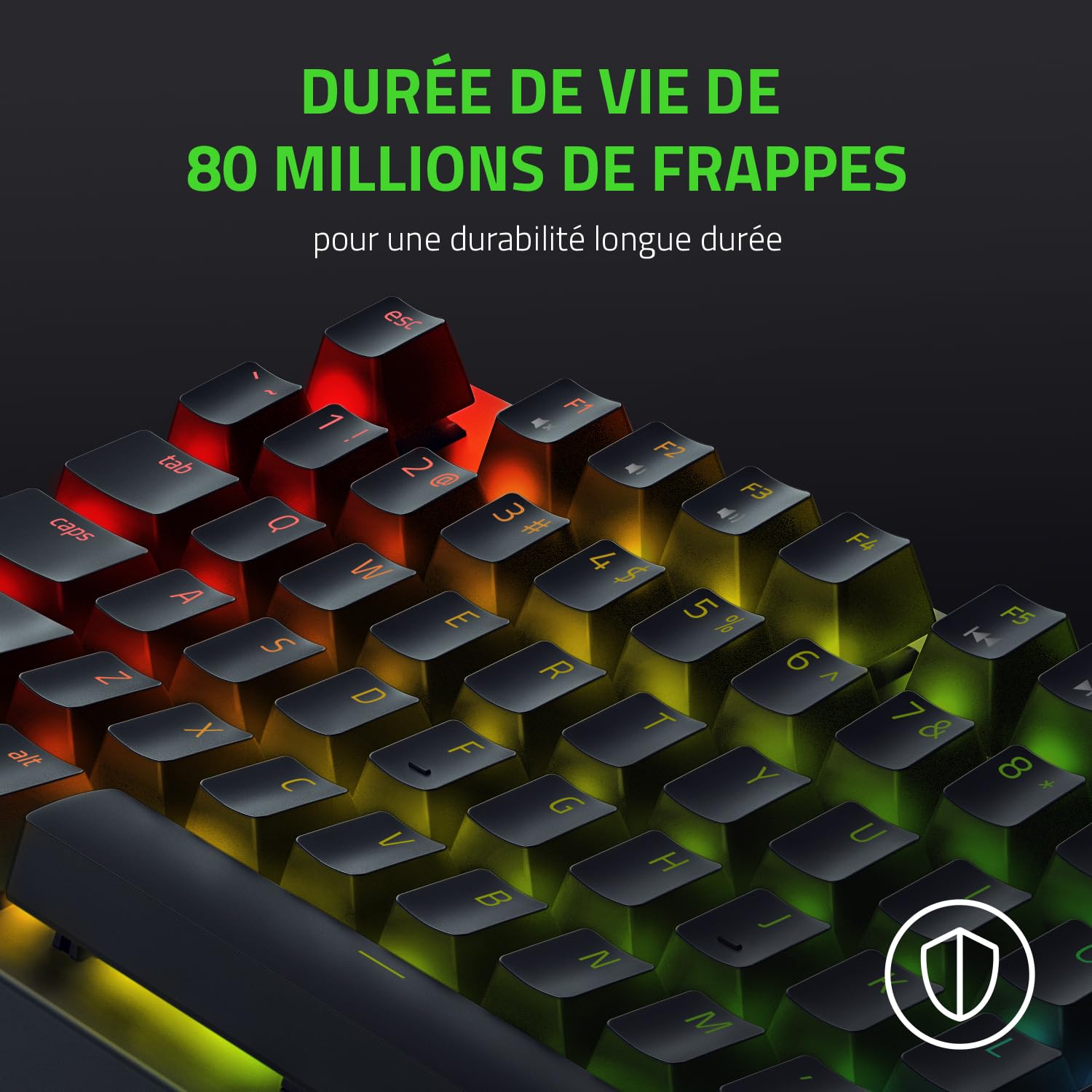Razer BlackWidow V3 Tenkeyless (Switches Verts) - Clavier Gamer Mécanique Compact (Switches Mécaniques Clicky, Format Tenkeyless, Touches Programmables) Clavier AZERTY | Noir