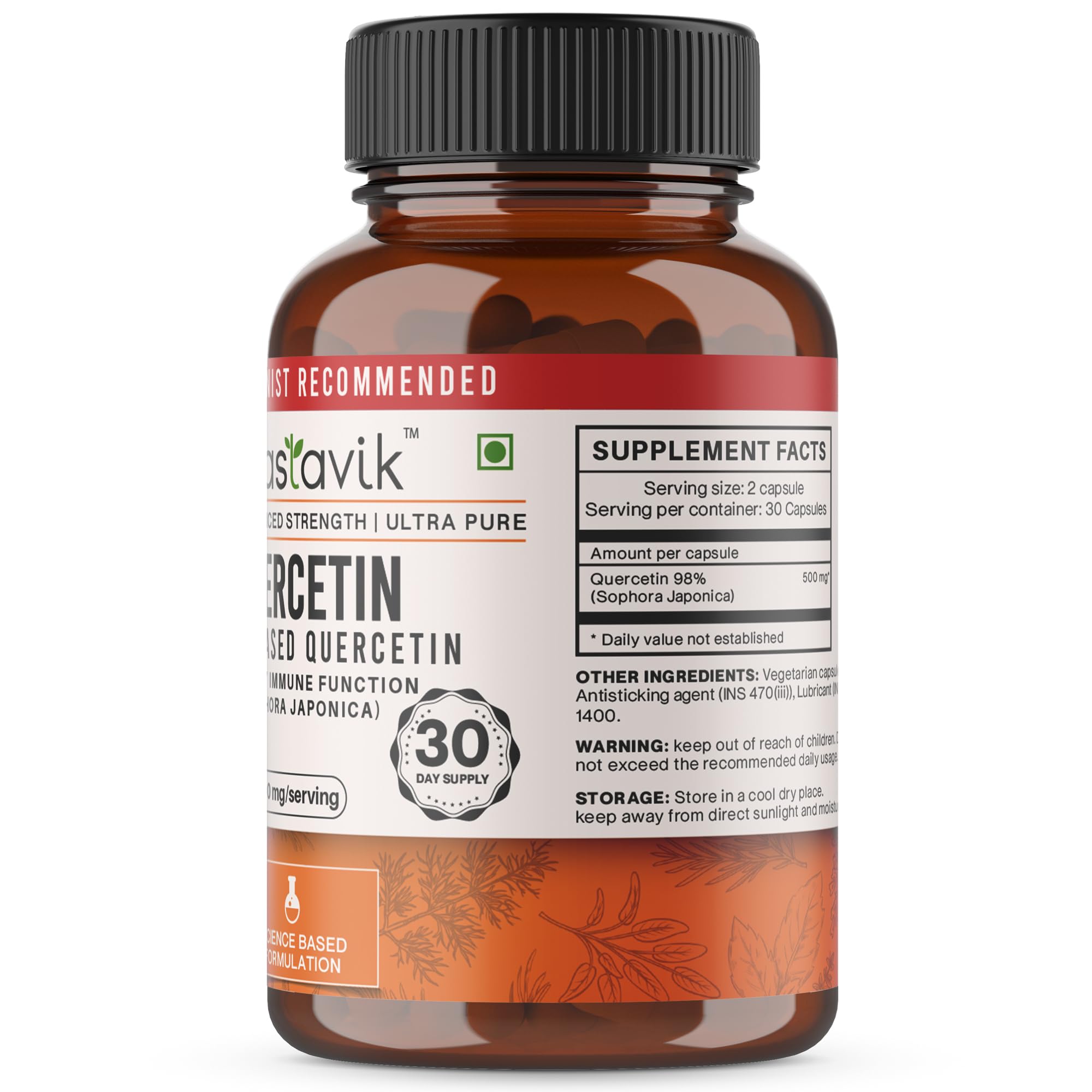 Vaastavik Pure Best Bioactive Quercetin Sophora Japonica Plant Based Supplement Capsules Extract 500mg