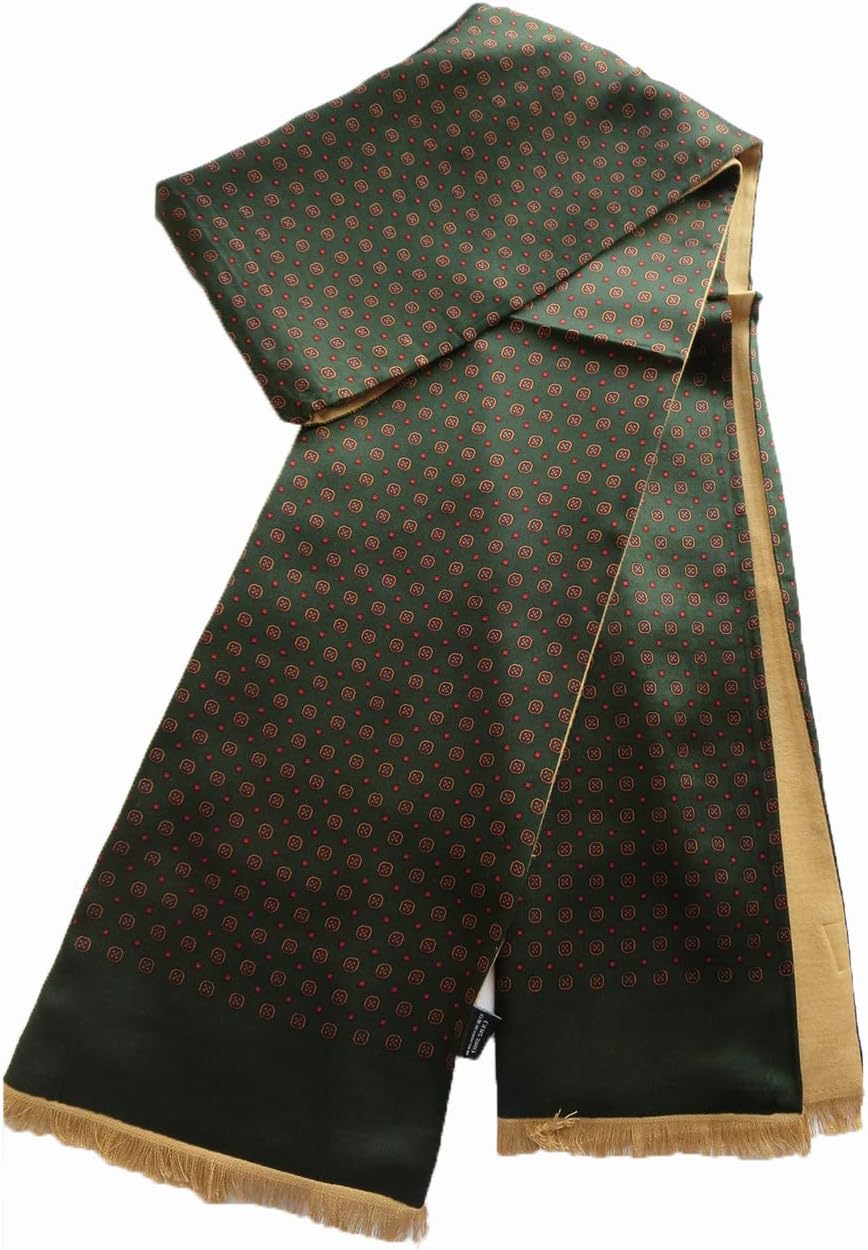 Men's Silk Scarves for Winter Double-Faced 100% Silk with Brushed Lining Warm