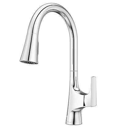 Pfister Norden Kitchen Faucet with Pull Down Sprayer, Single Handle, High Arc, Polished Chrome Finish, GT529NRC