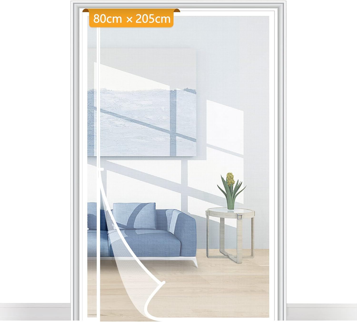 Yotache Side Opening Fly Screens for Doors 80 x 205 cm, Reinforced Polyester Removable Fly Net for Door White