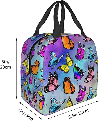 Miniatura 6 de Lonchera aislada para mujer, reutilizable, con bolsillo, para el trabajo, picnic, viajes, mariposa, galaxia