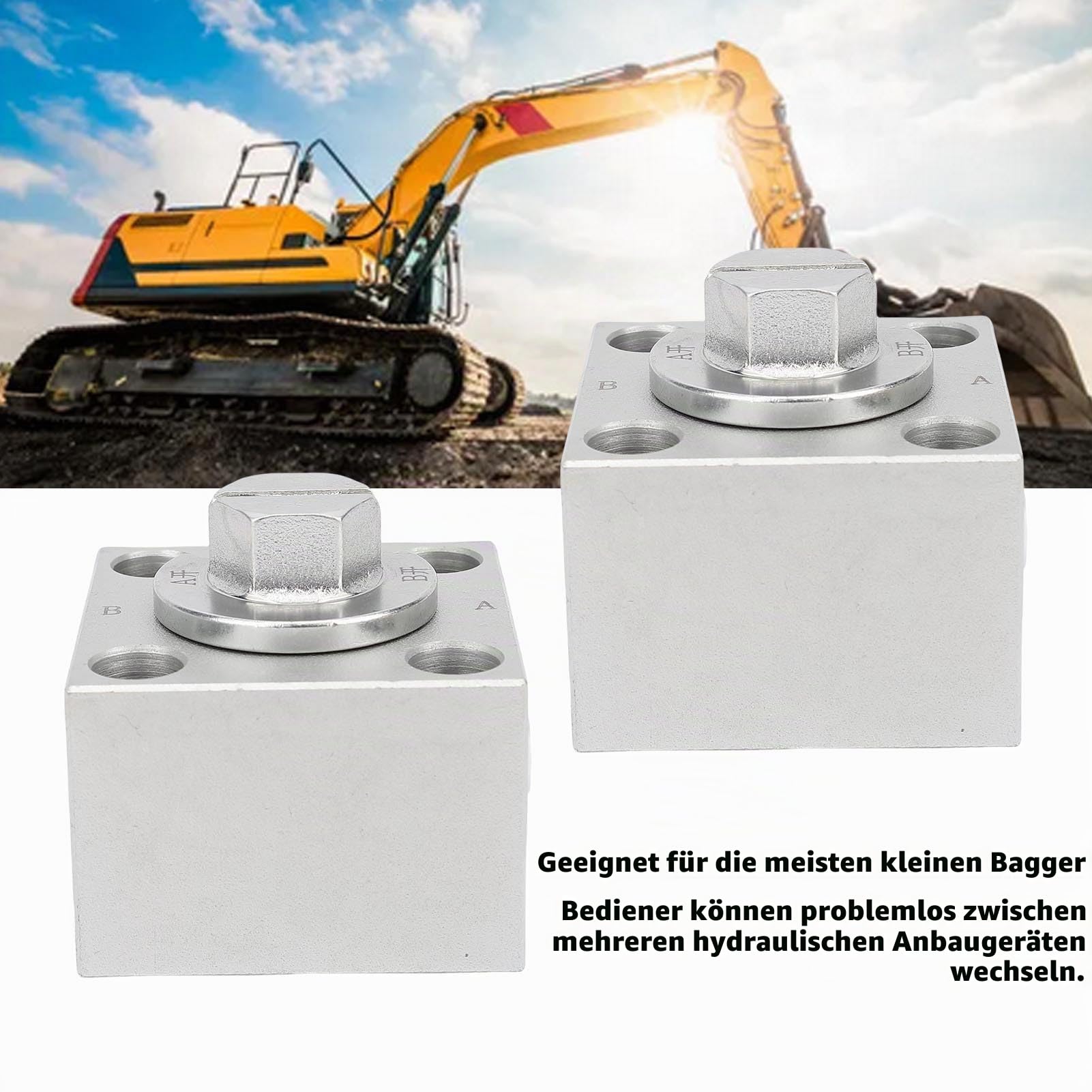 Fabater 2 Dreiwege-Umschaltventile für die meisten Minibagger, 3-Wege-Hydraulik-Umschaltventile, Dreiwege-Wegeventil-Ersatz für Kleinbagger.
